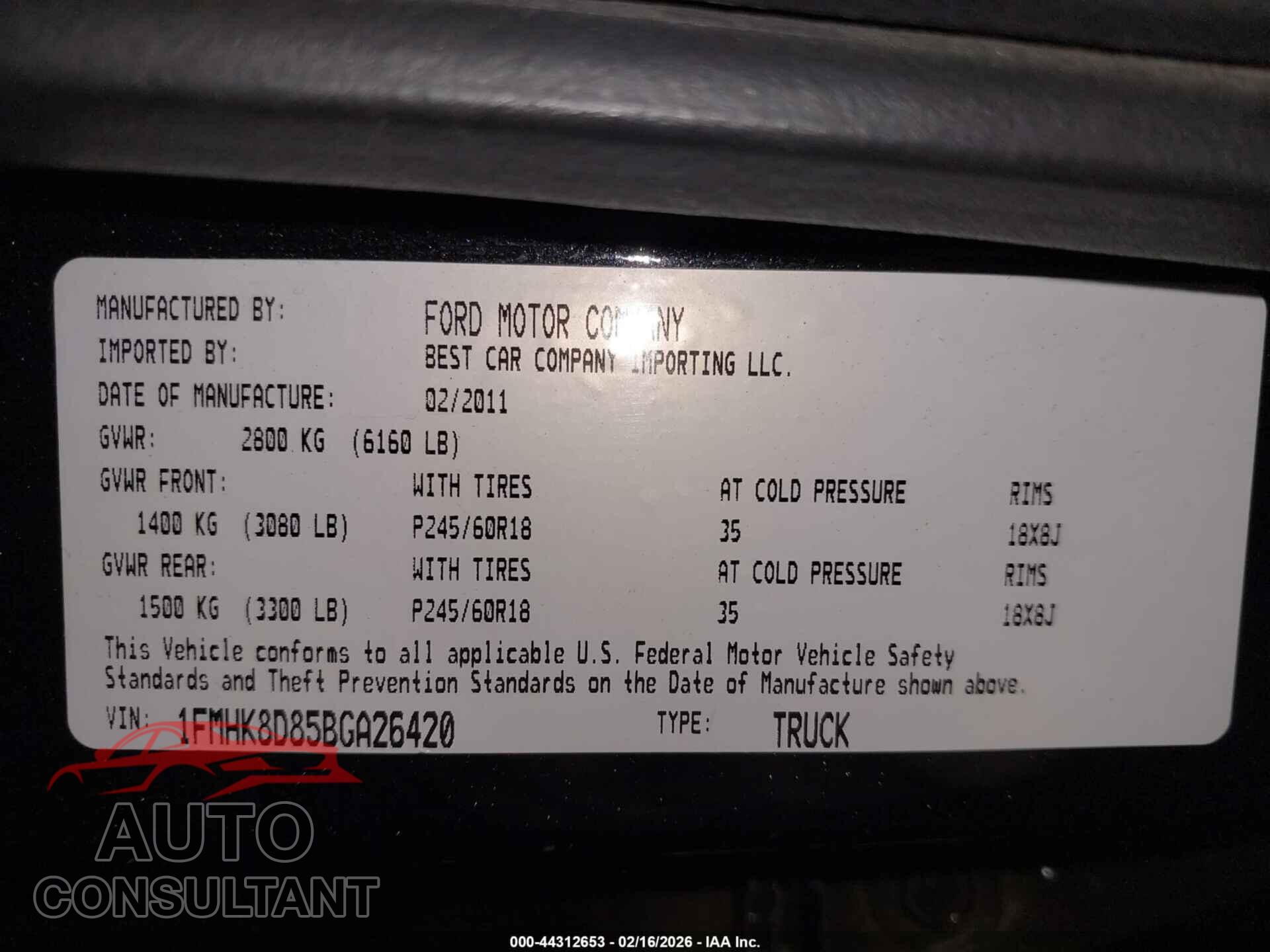 FORD EXPLORER 2011 - 1FMHK8D85BGA26420