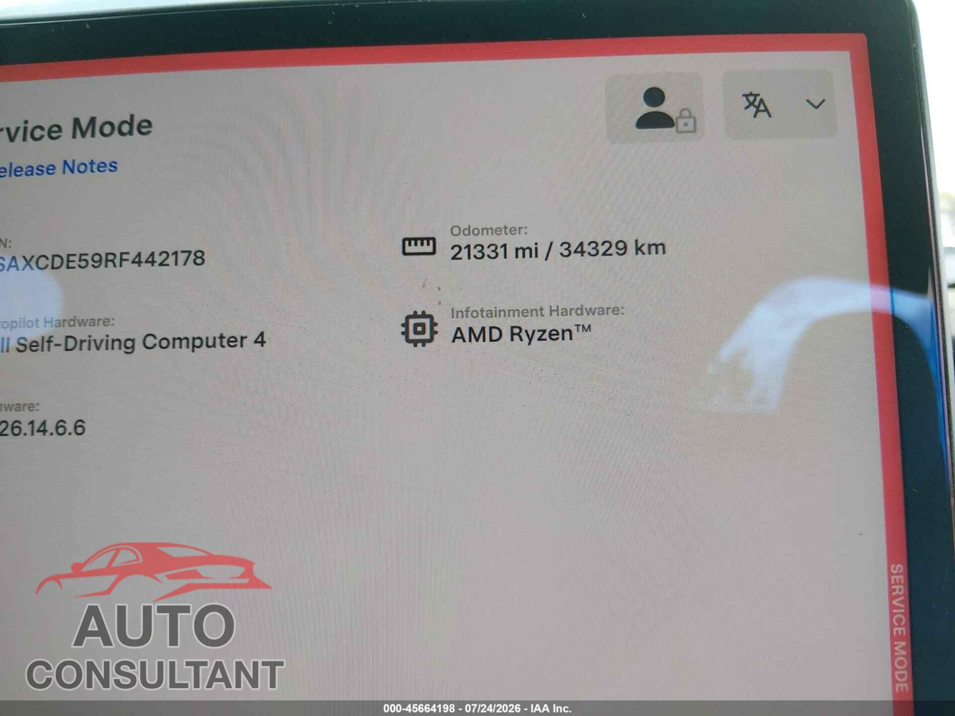 TESLA MODEL X 2024 - 7SAXCDE59RF442178
