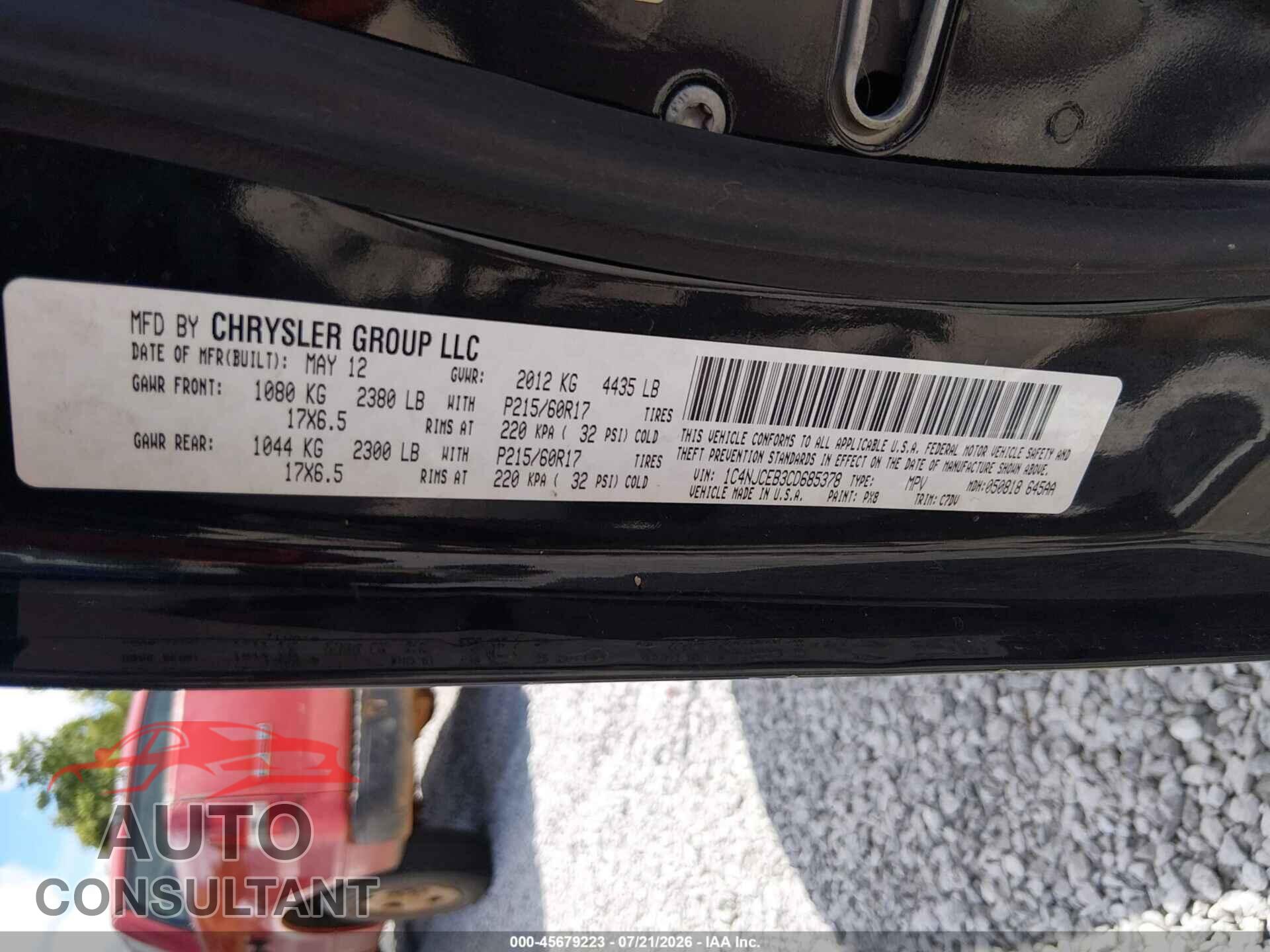 JEEP COMPASS 2012 - 1C4NJCEB3CD685378