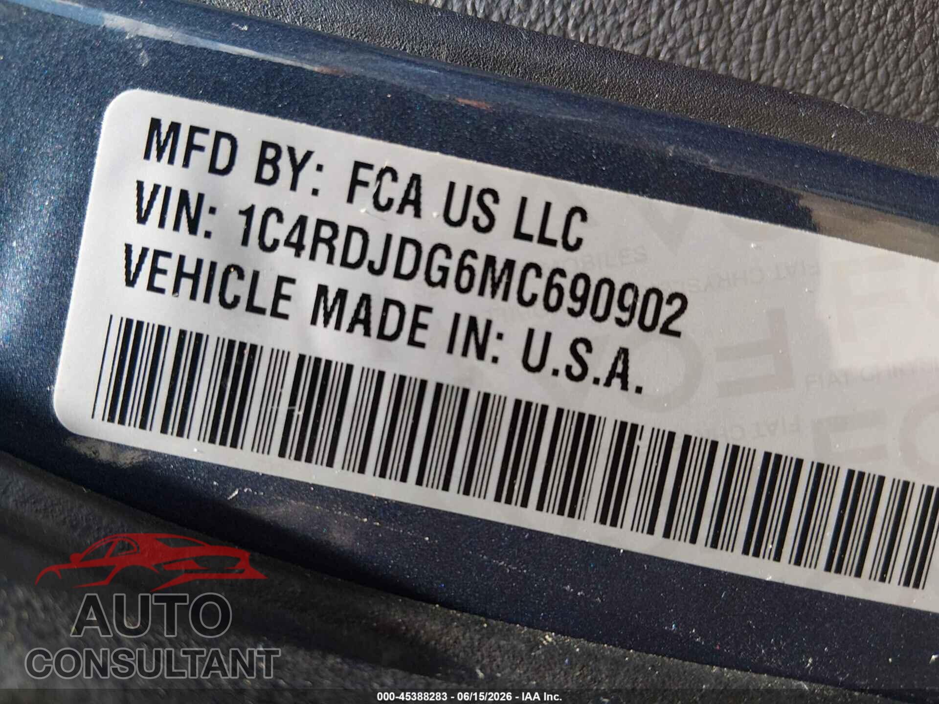 DODGE DURANGO 2021 - 1C4RDJDG6MC690902