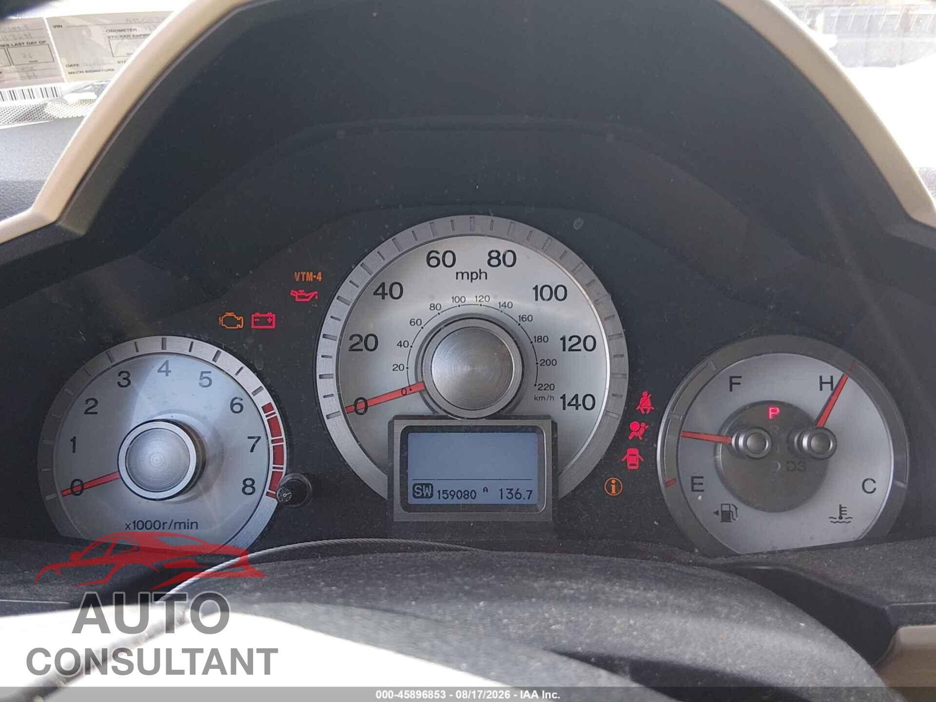 HONDA PILOT 2010 - 5FNYF4H80AB007813
