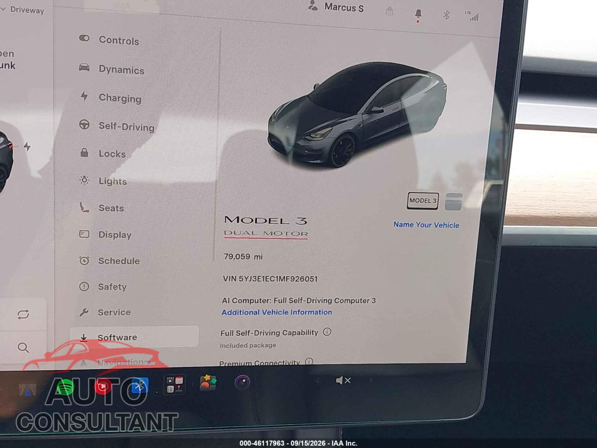 TESLA MODEL 3 2021 - 5YJ3E1EC1MF926051