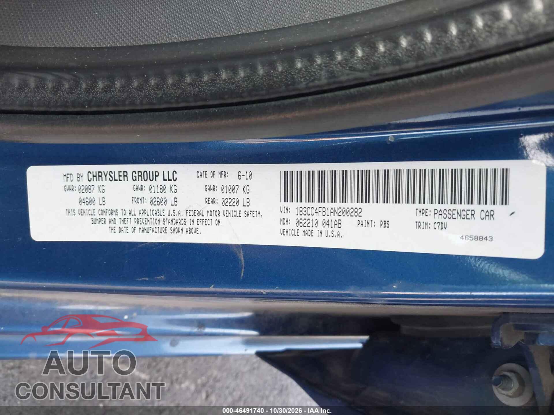 DODGE AVENGER 2010 - 1B3CC4FB1AN200282