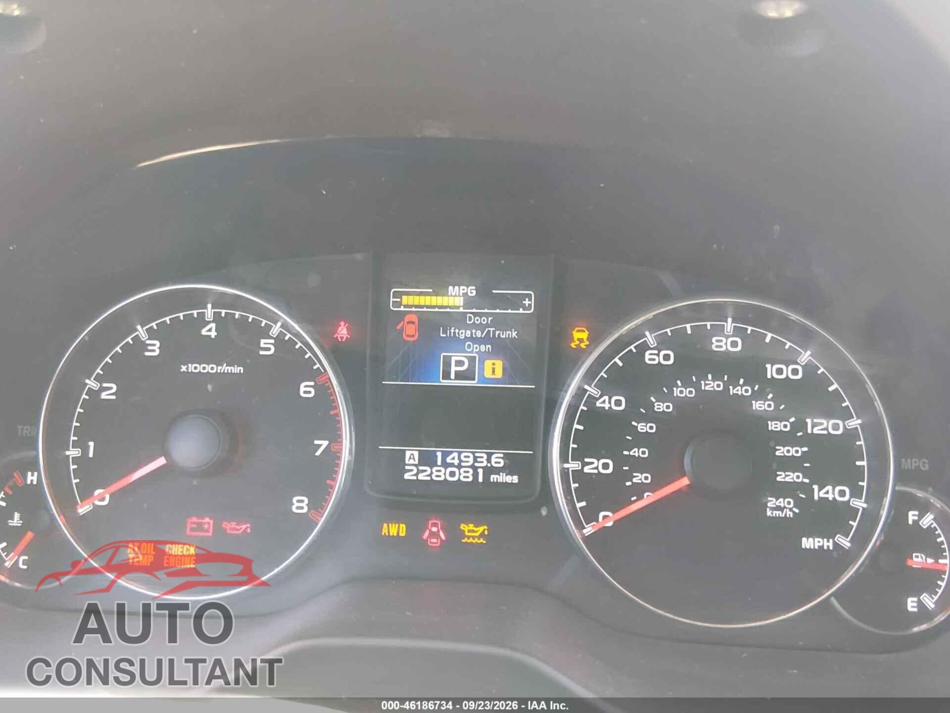 SUBARU OUTBACK 2014 - 4S4BRBLC5E3306497