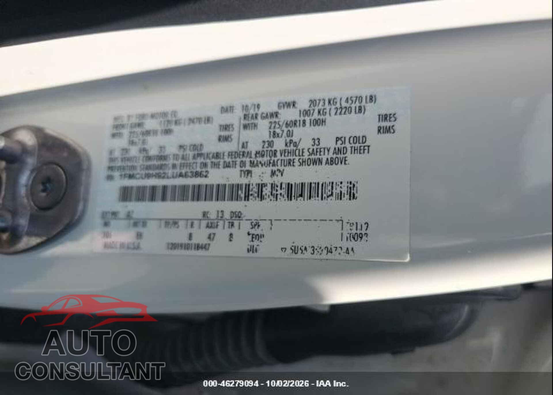 FORD ESCAPE 2020 - 1FMCU9H92LUA63862