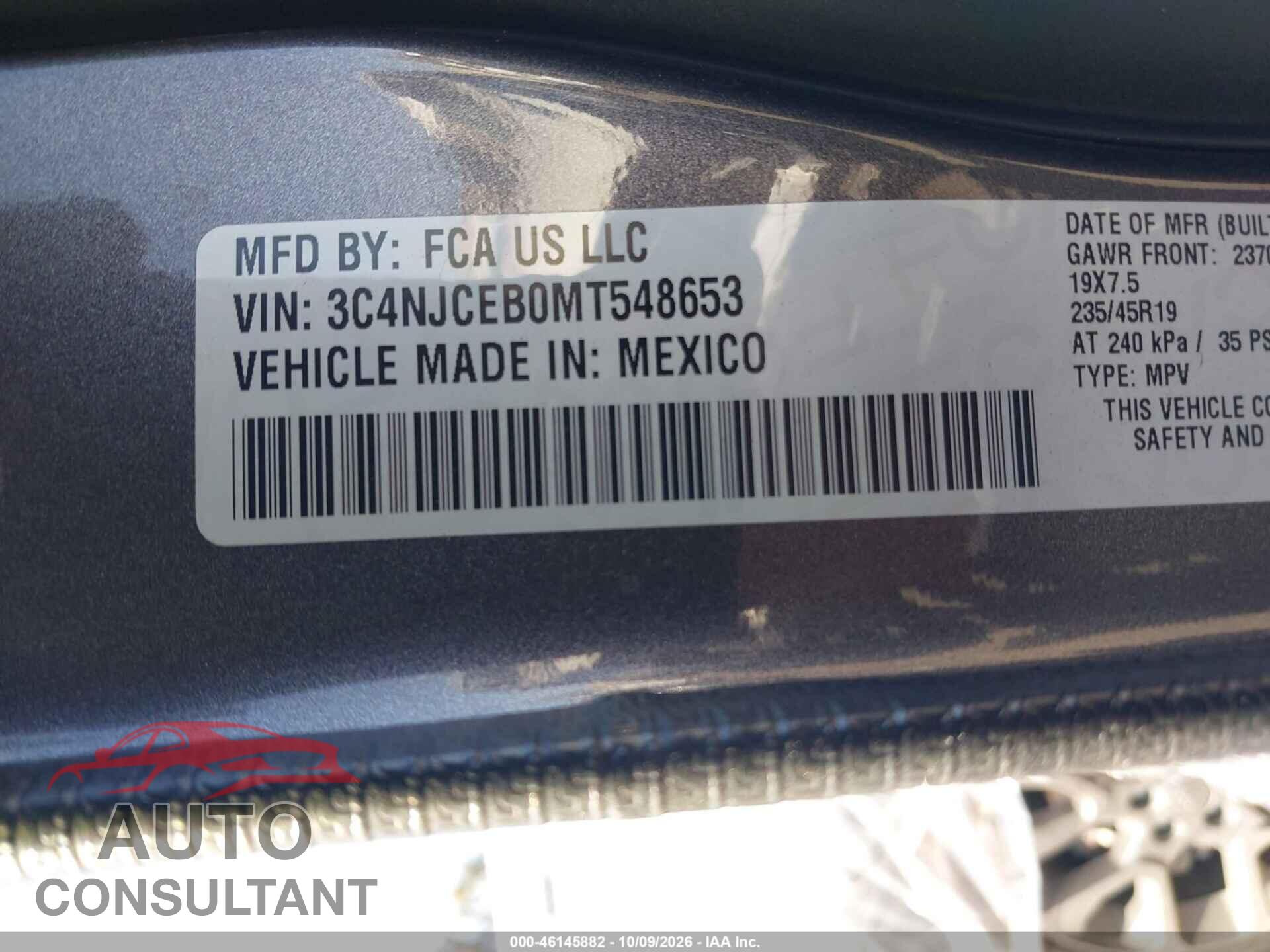 JEEP COMPASS 2021 - 3C4NJCEB0MT548653