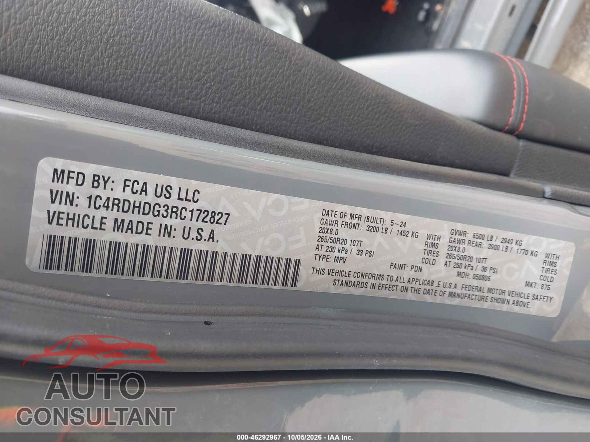 DODGE DURANGO 2024 - 1C4RDHDG3RC172827