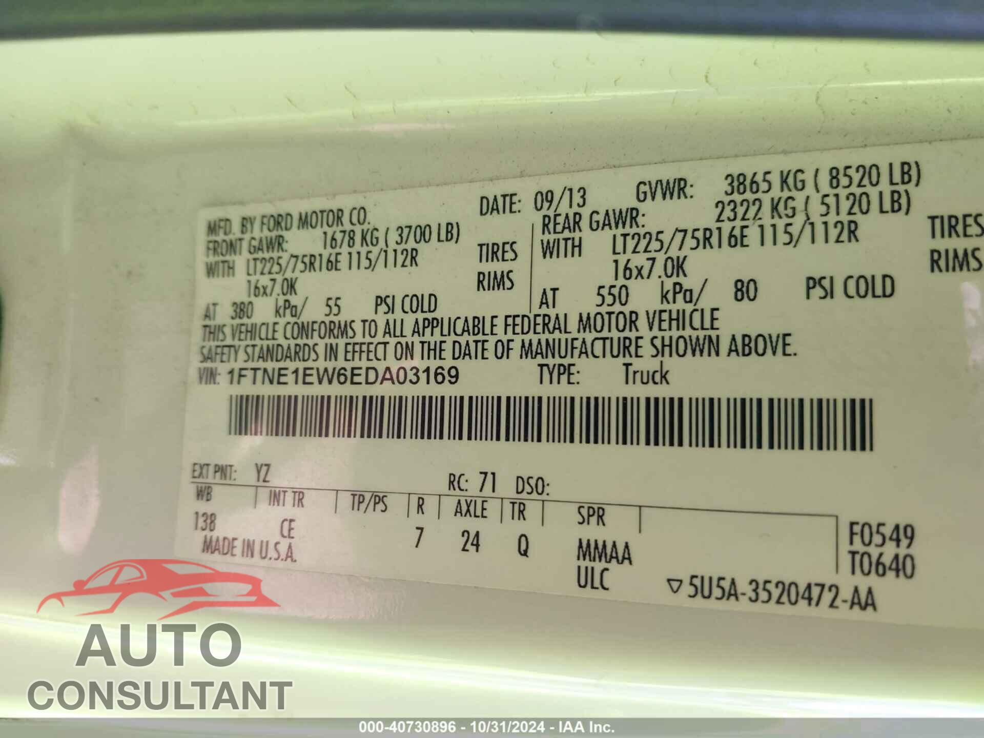 FORD E-150 2014 - 1FTNE1EW6EDA03169