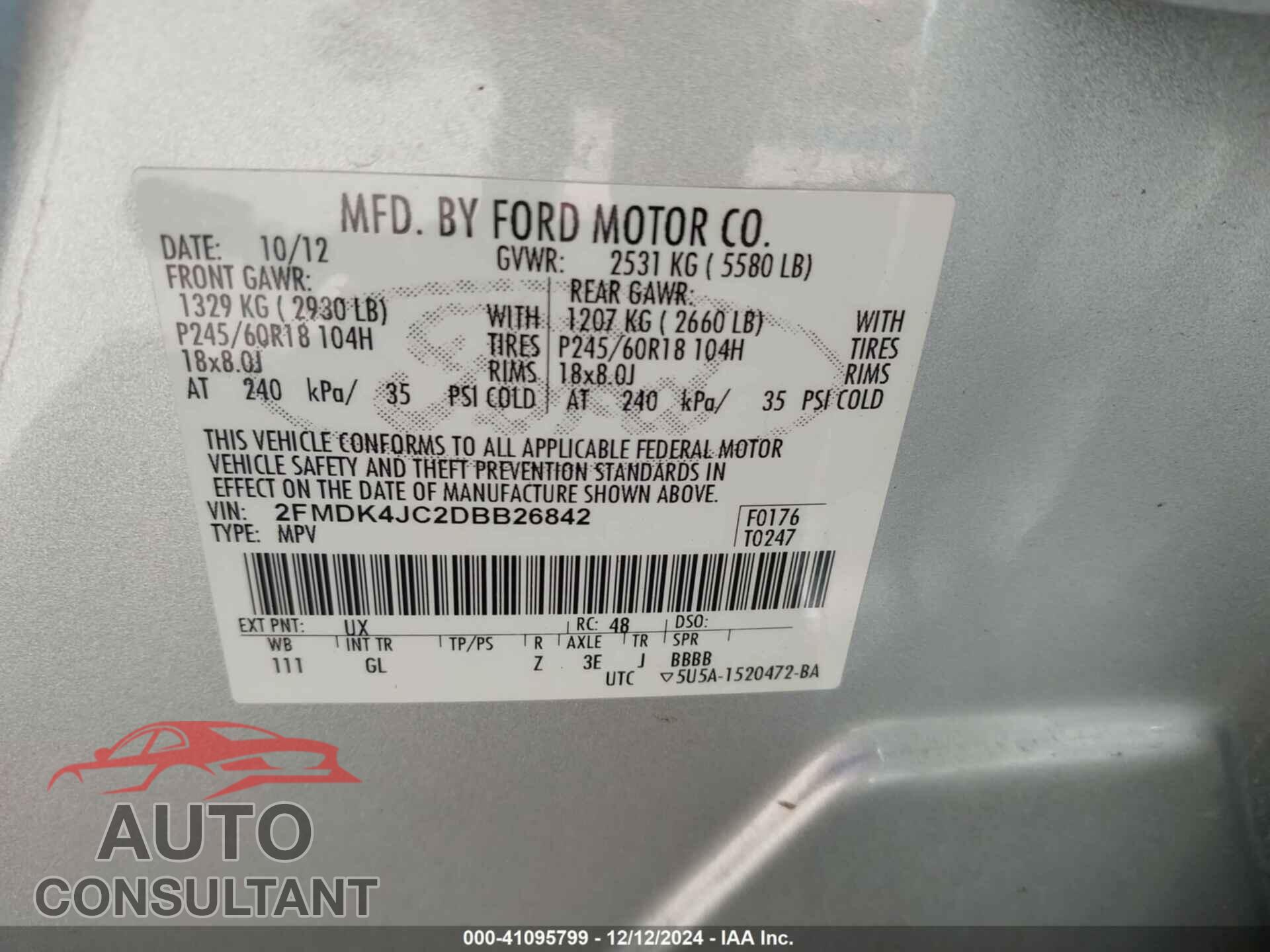 FORD EDGE 2013 - 2FMDK4JC2DBB26842