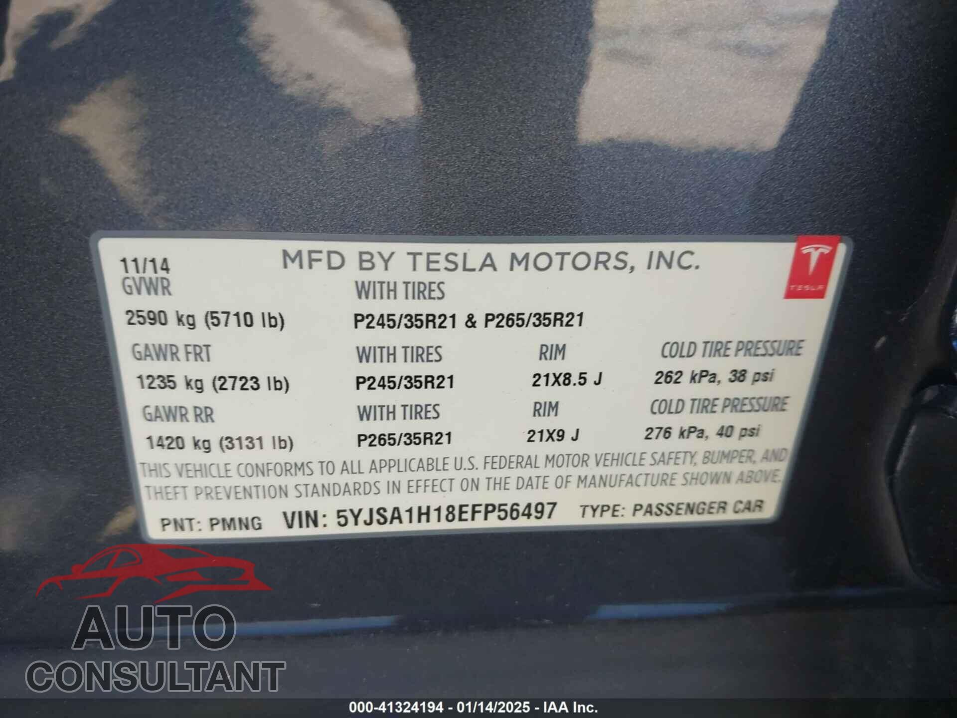 TESLA MODEL S 2014 - 5YJSA1H18EFP56497
