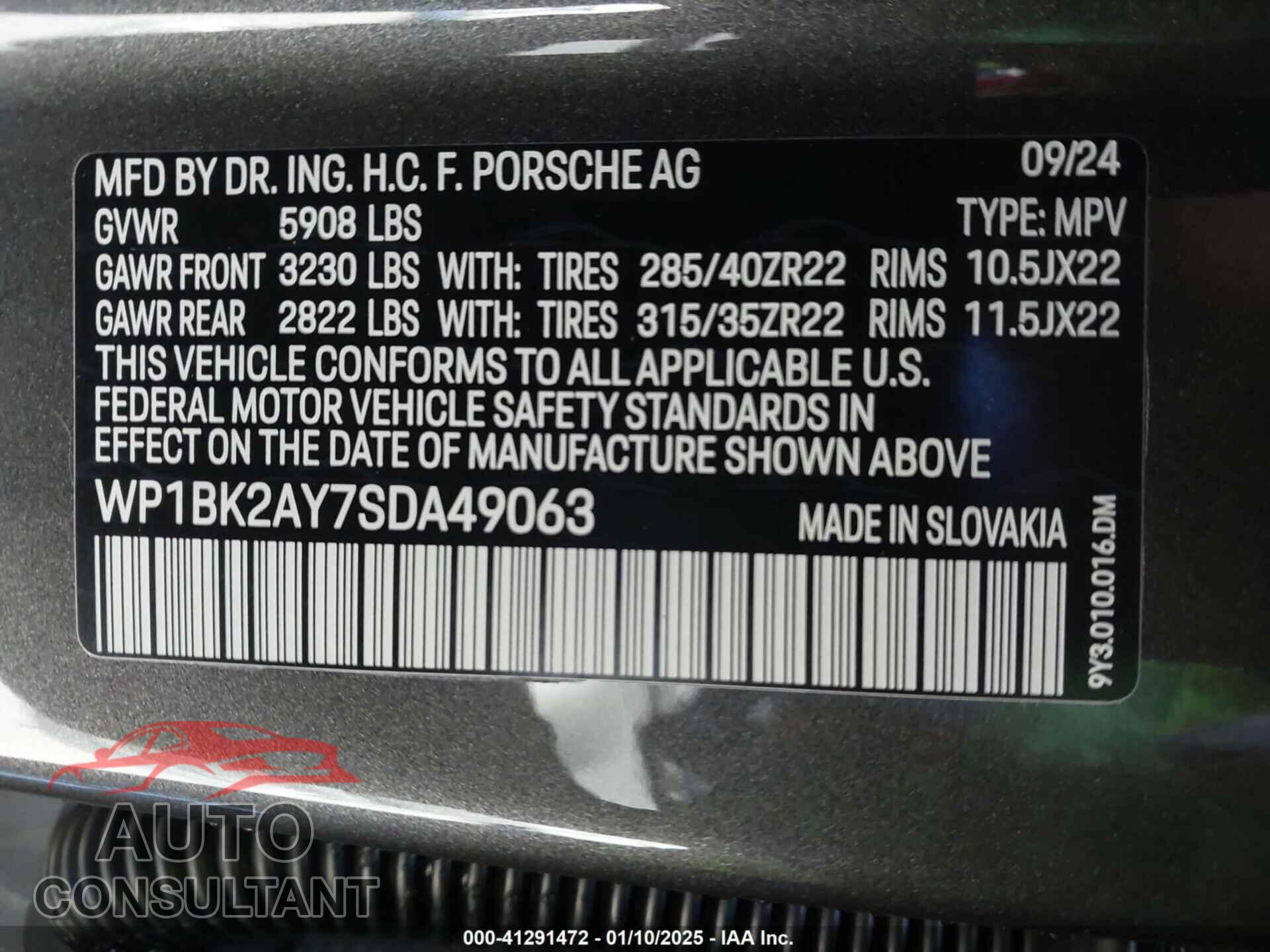 PORSCHE CAYENNE COUPE 2025 - WP1BK2AY7SDA49063