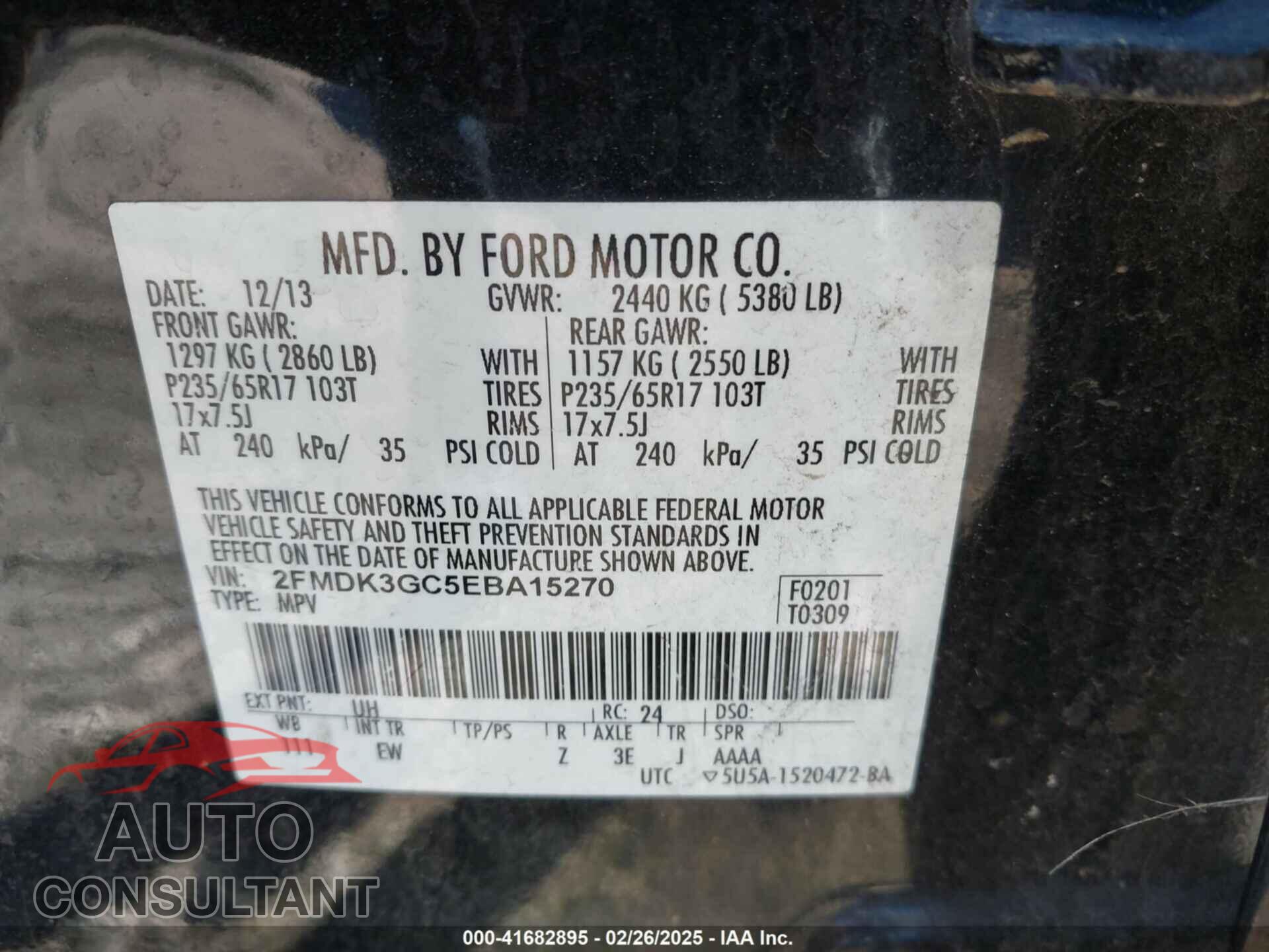 FORD EDGE 2014 - 2FMDK3GC5EBA15270