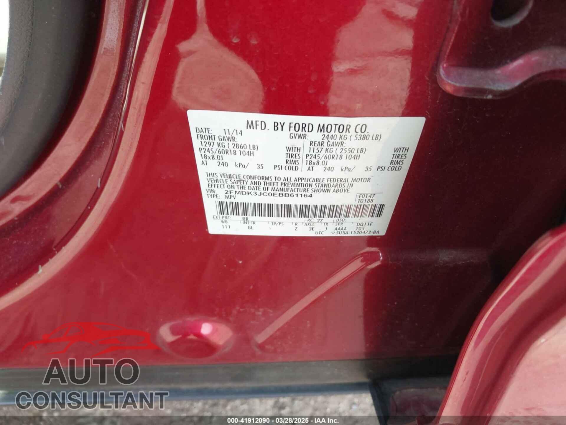 FORD EDGE 2014 - 2FMDK3JC0EBB61164