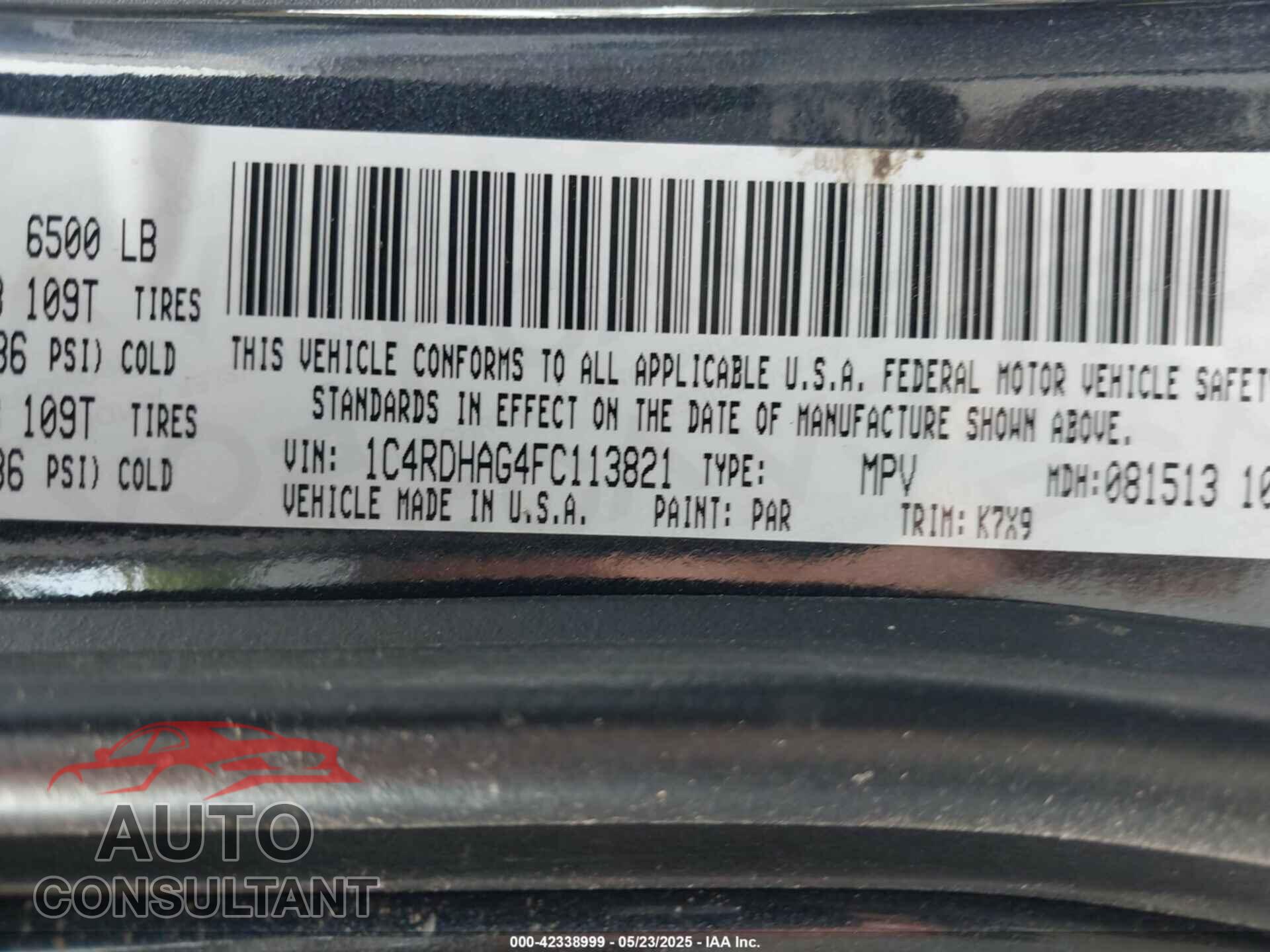 DODGE DURANGO 2015 - 1C4RDHAG4FC113821