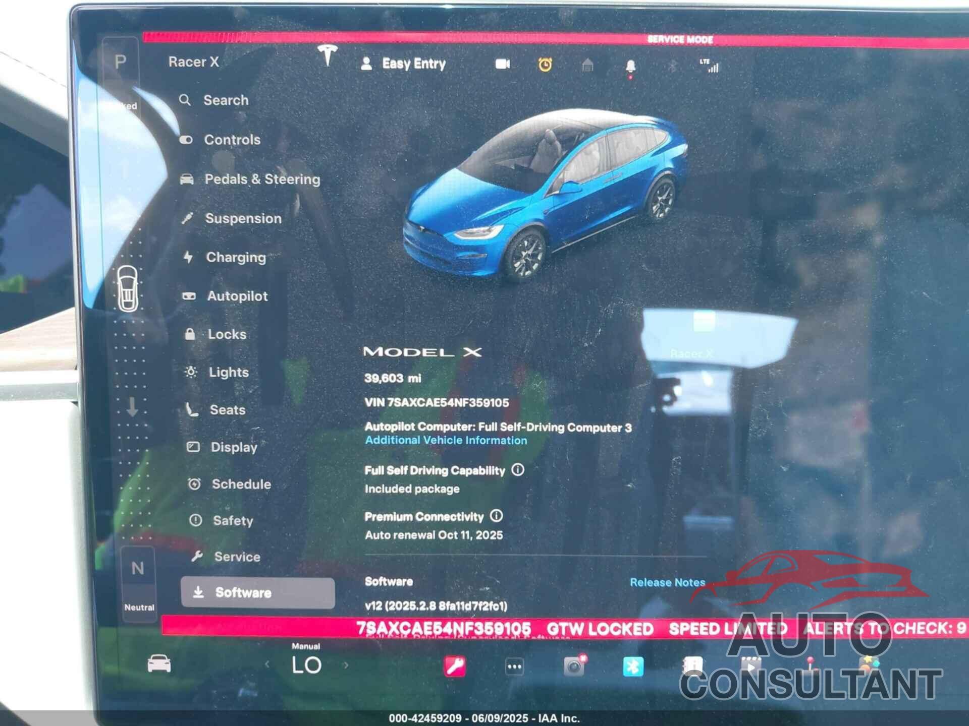 TESLA MODEL X 2022 - 7SAXCAE54NF359105