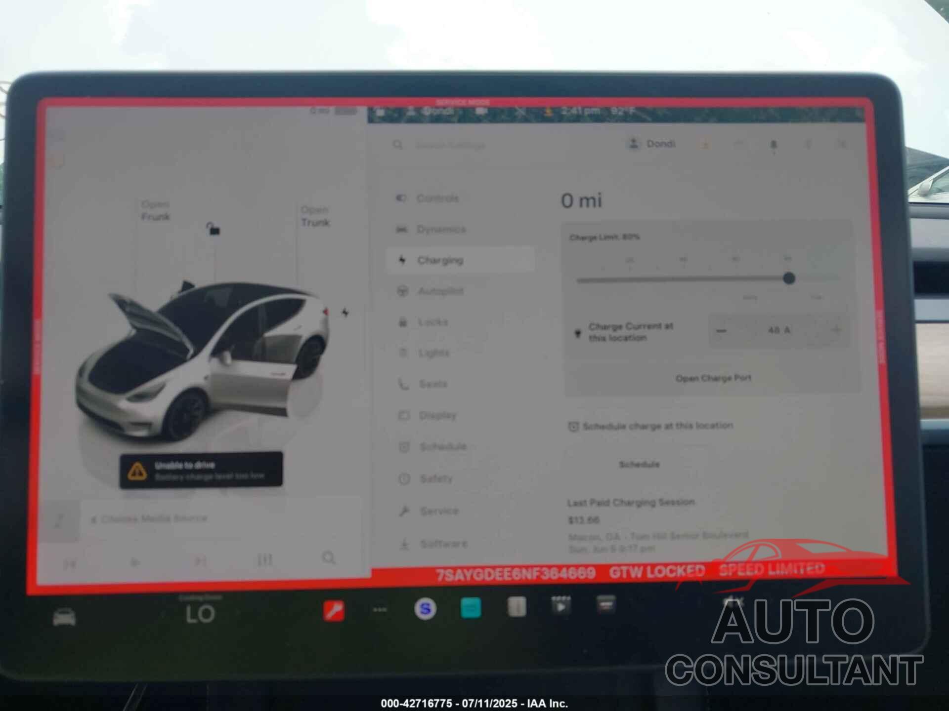 TESLA MODEL Y 2022 - 7SAYGDEE6NF364669