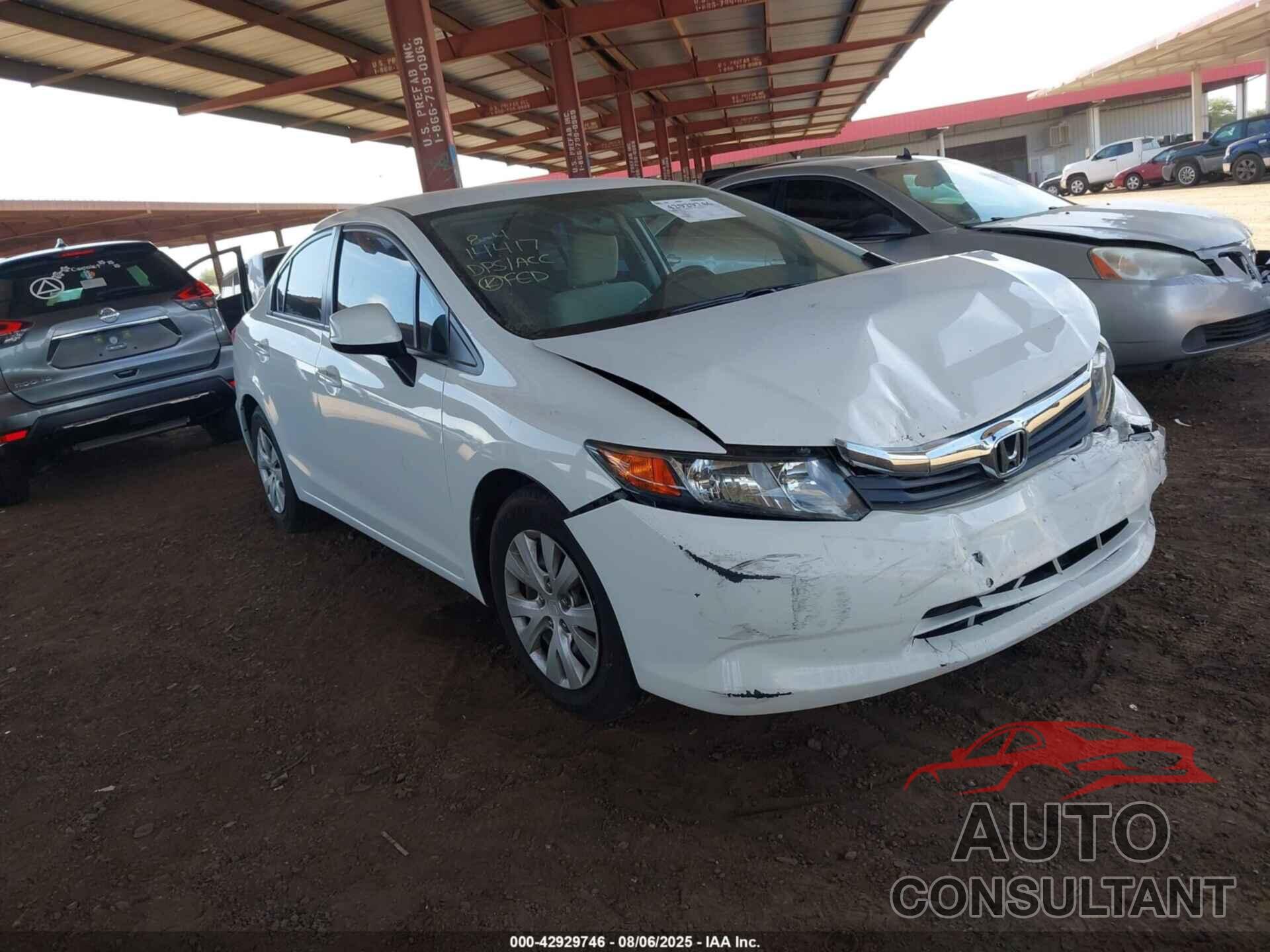 HONDA CIVIC 2012 - 19XFB2F52CE316353