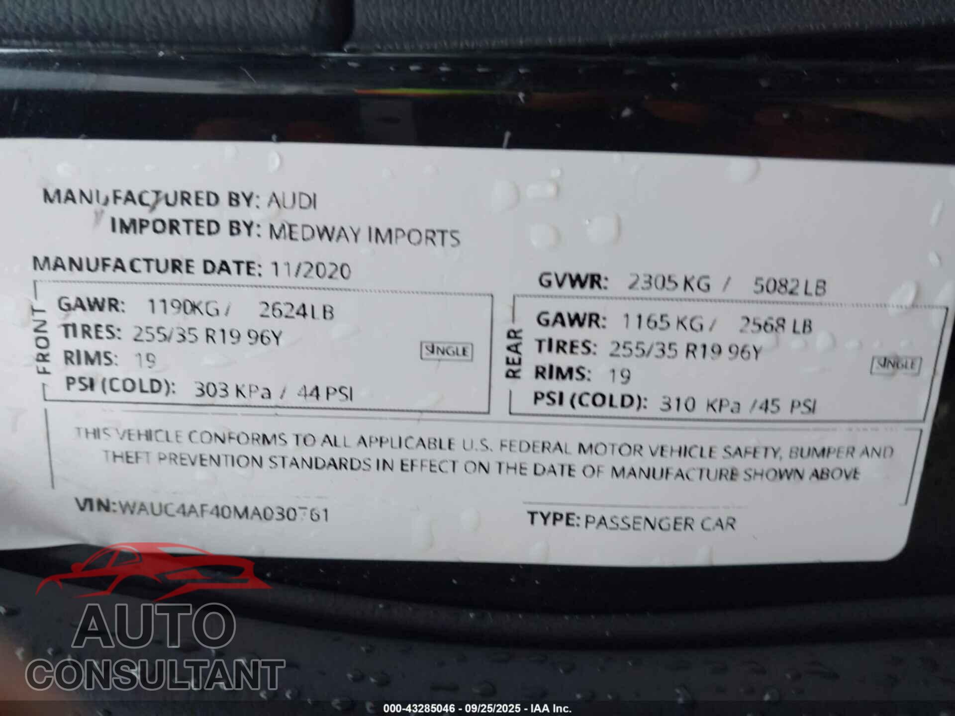 AUDI S4 2021 - WAUC4AF40MA030761