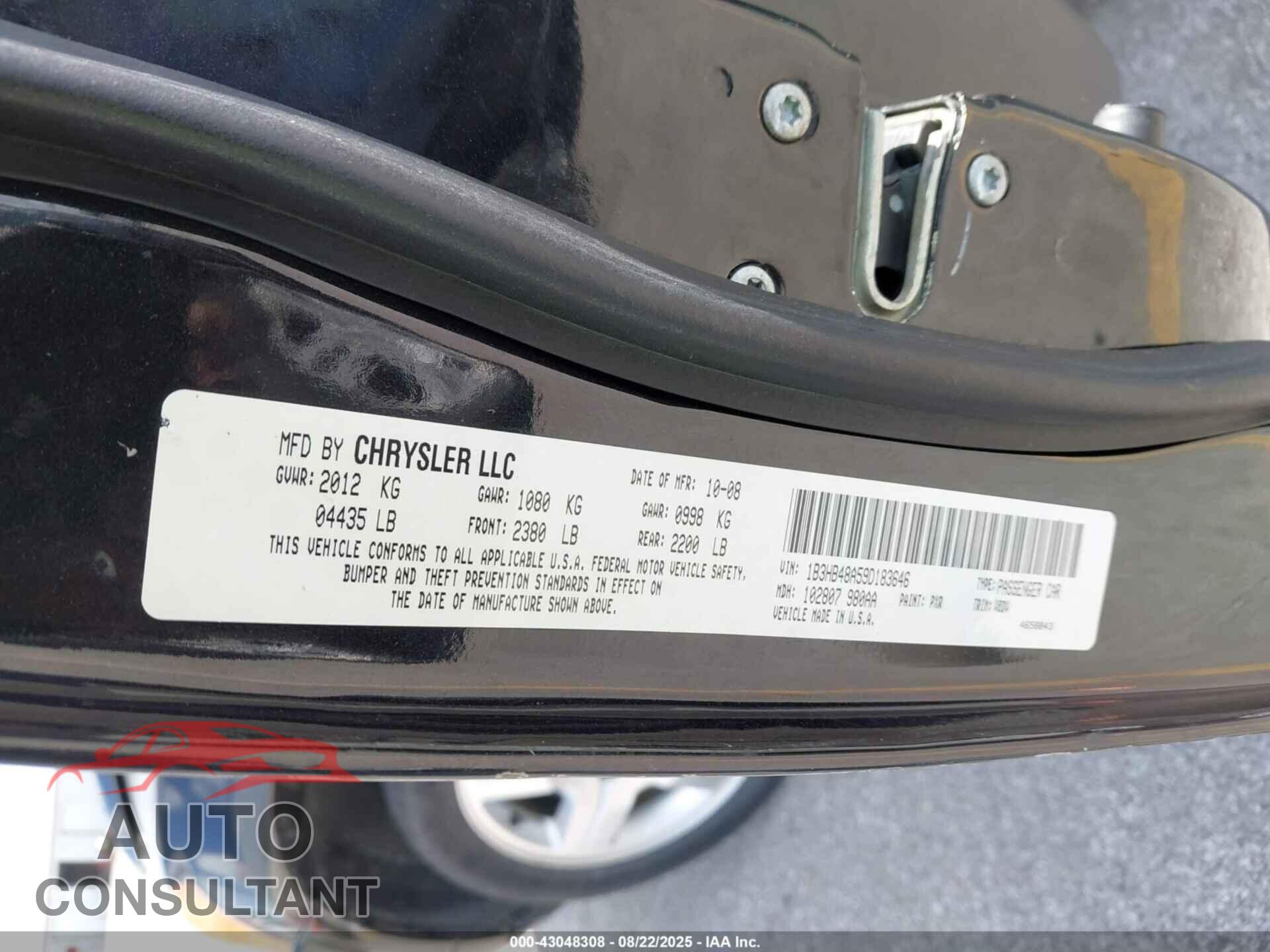 DODGE CALIBER 2009 - 1B3HB48A59D183646