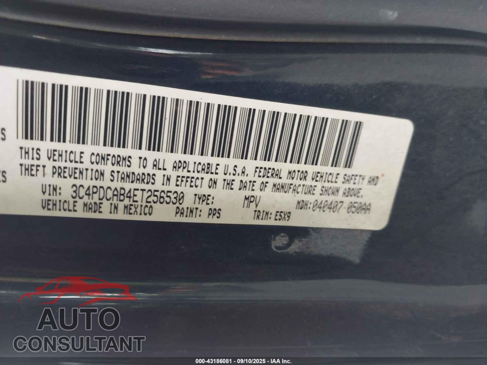 DODGE JOURNEY 2014 - 3C4PDCAB4ET256530