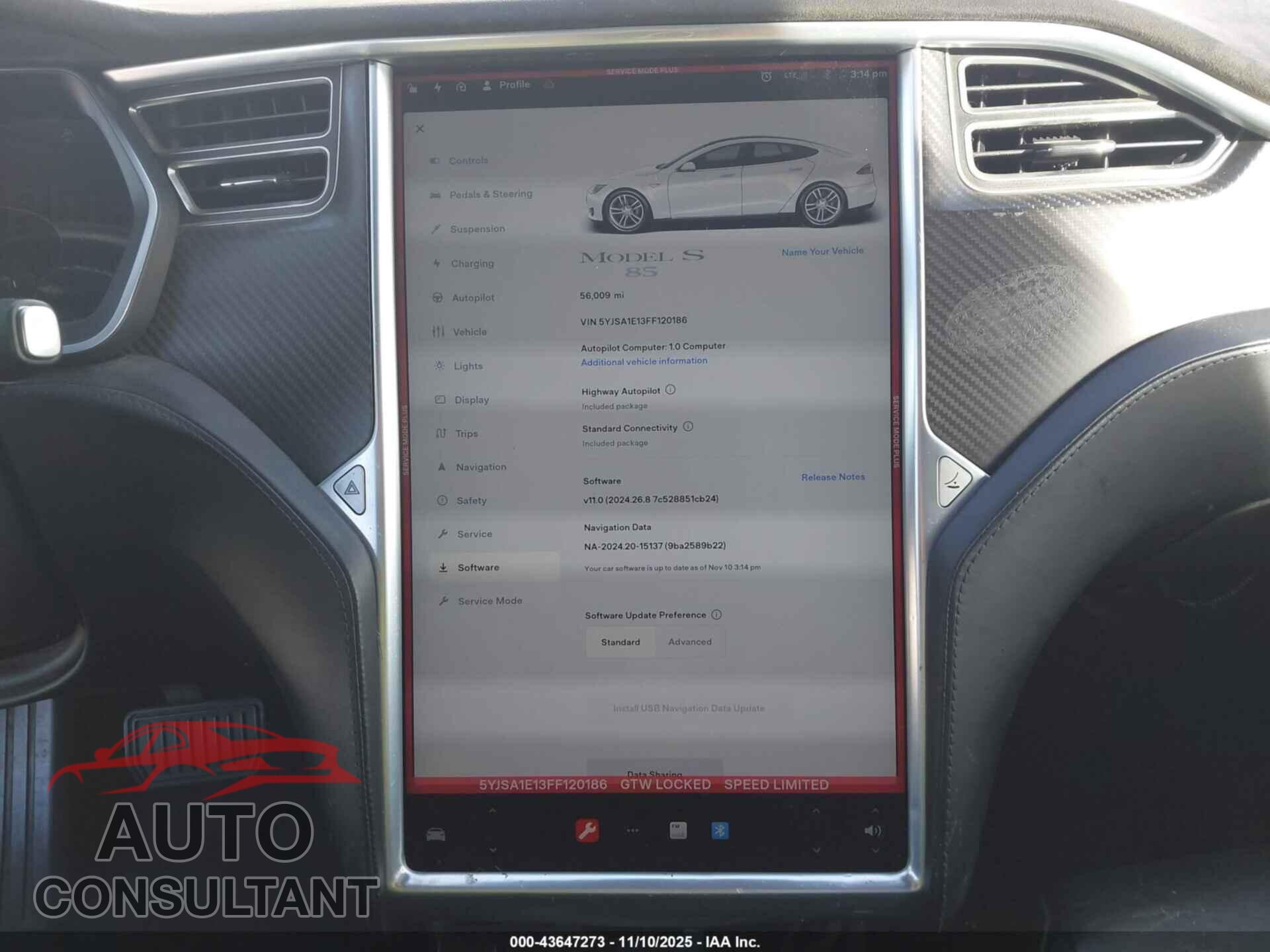 TESLA MODEL S 2015 - 5YJSA1E13FF120186