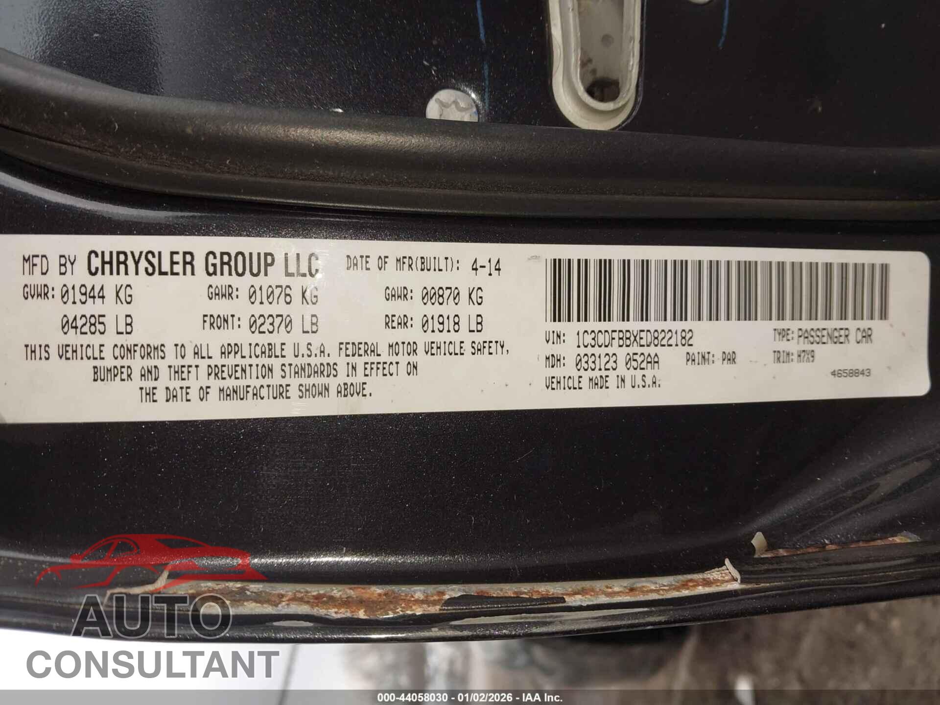DODGE DART 2014 - 1C3CDFBBXED822182