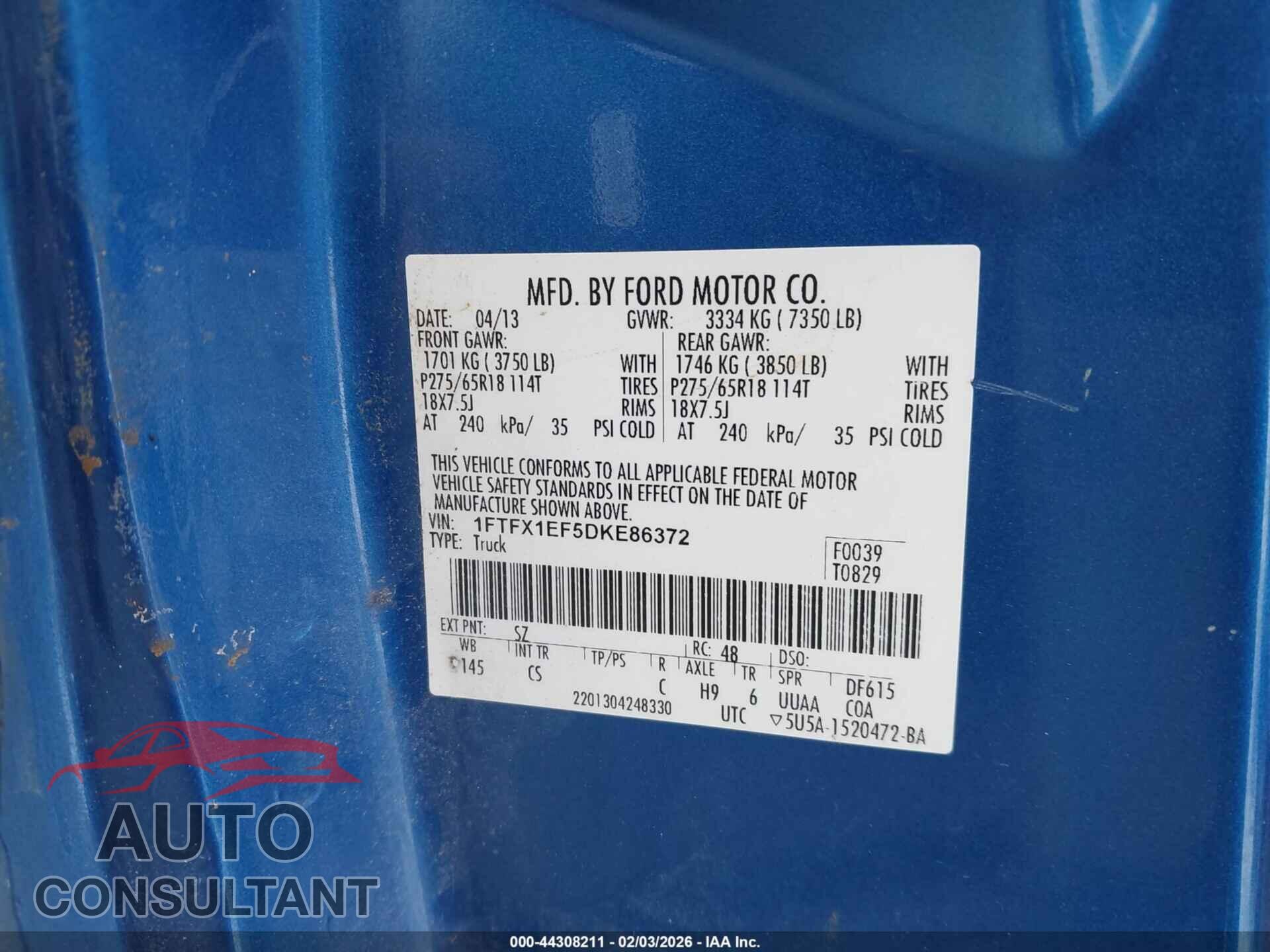 FORD F-150 2013 - 1FTFX1EF5DKE86372