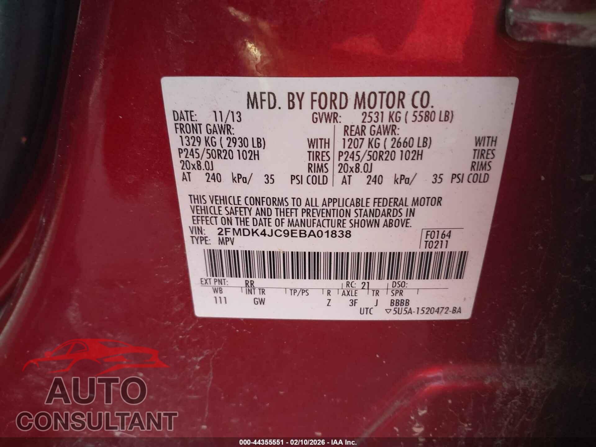 FORD EDGE 2014 - 2FMDK4JC9EBA01838