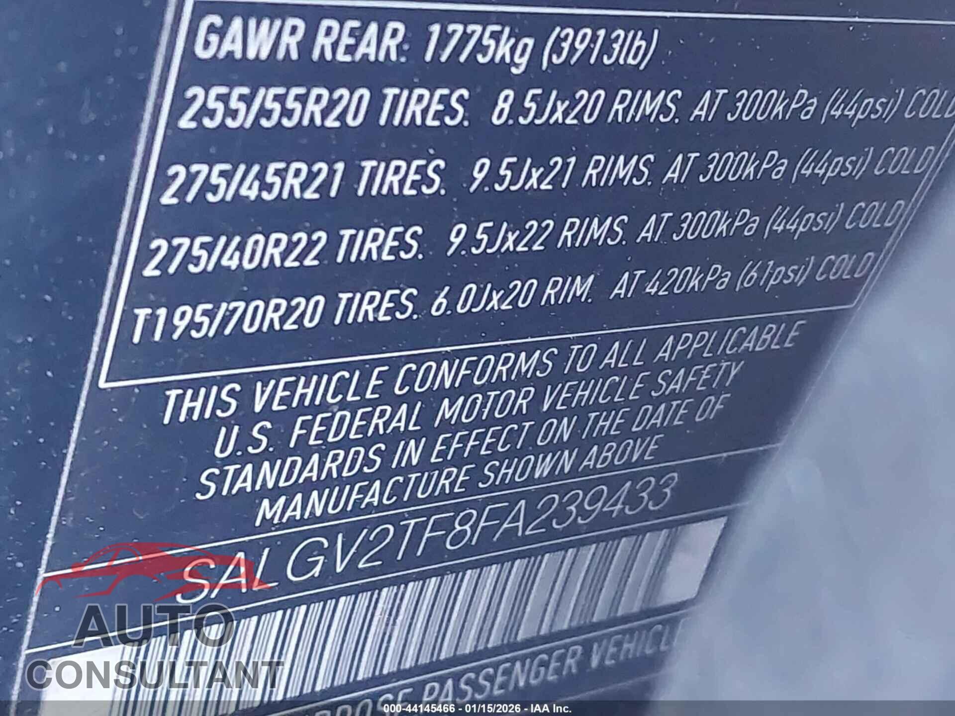 LAND ROVER RANGE ROVER 2015 - SALGV2TF8FA239433