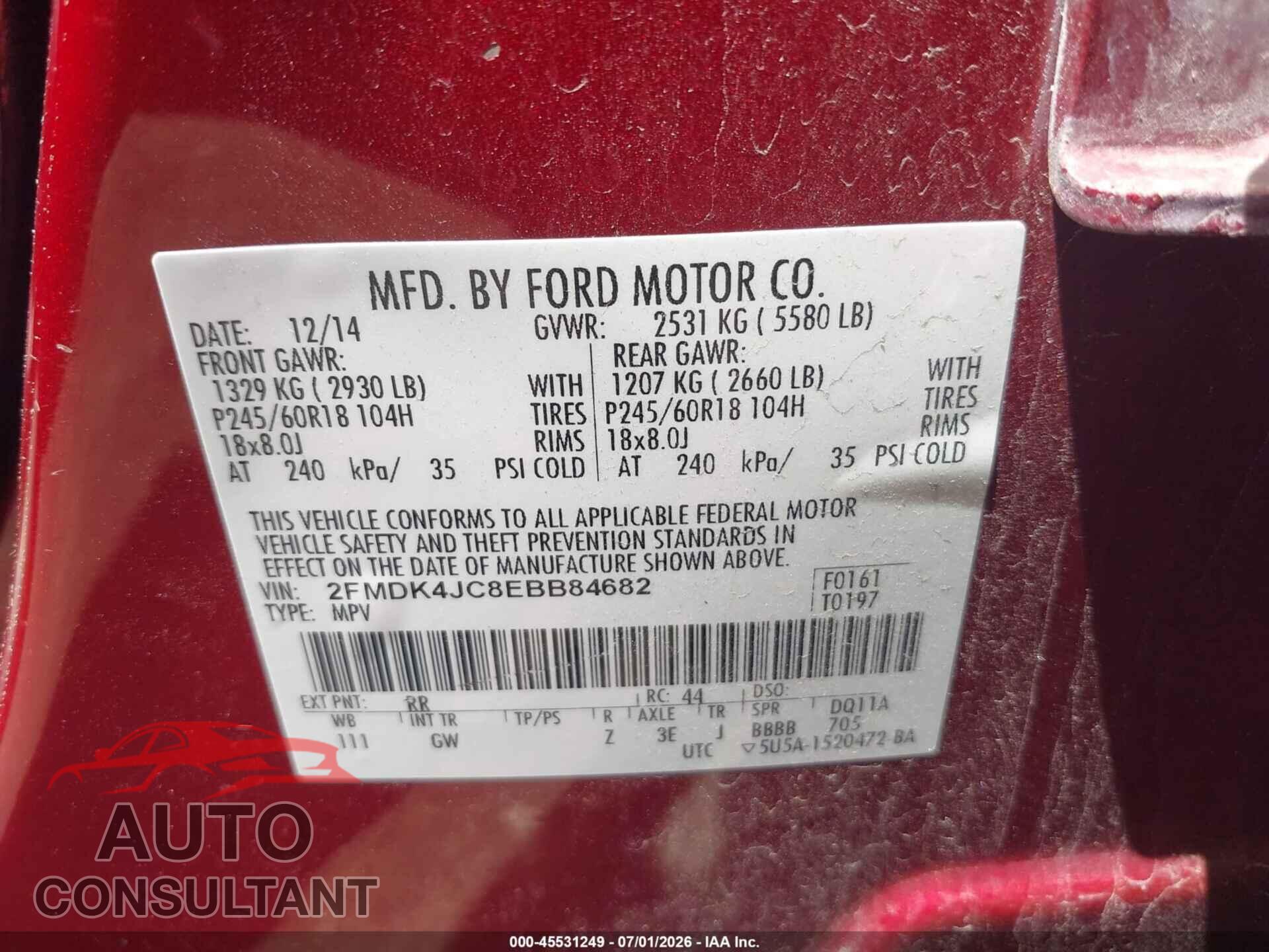 FORD EDGE 2014 - 2FMDK4JC8EBB84682