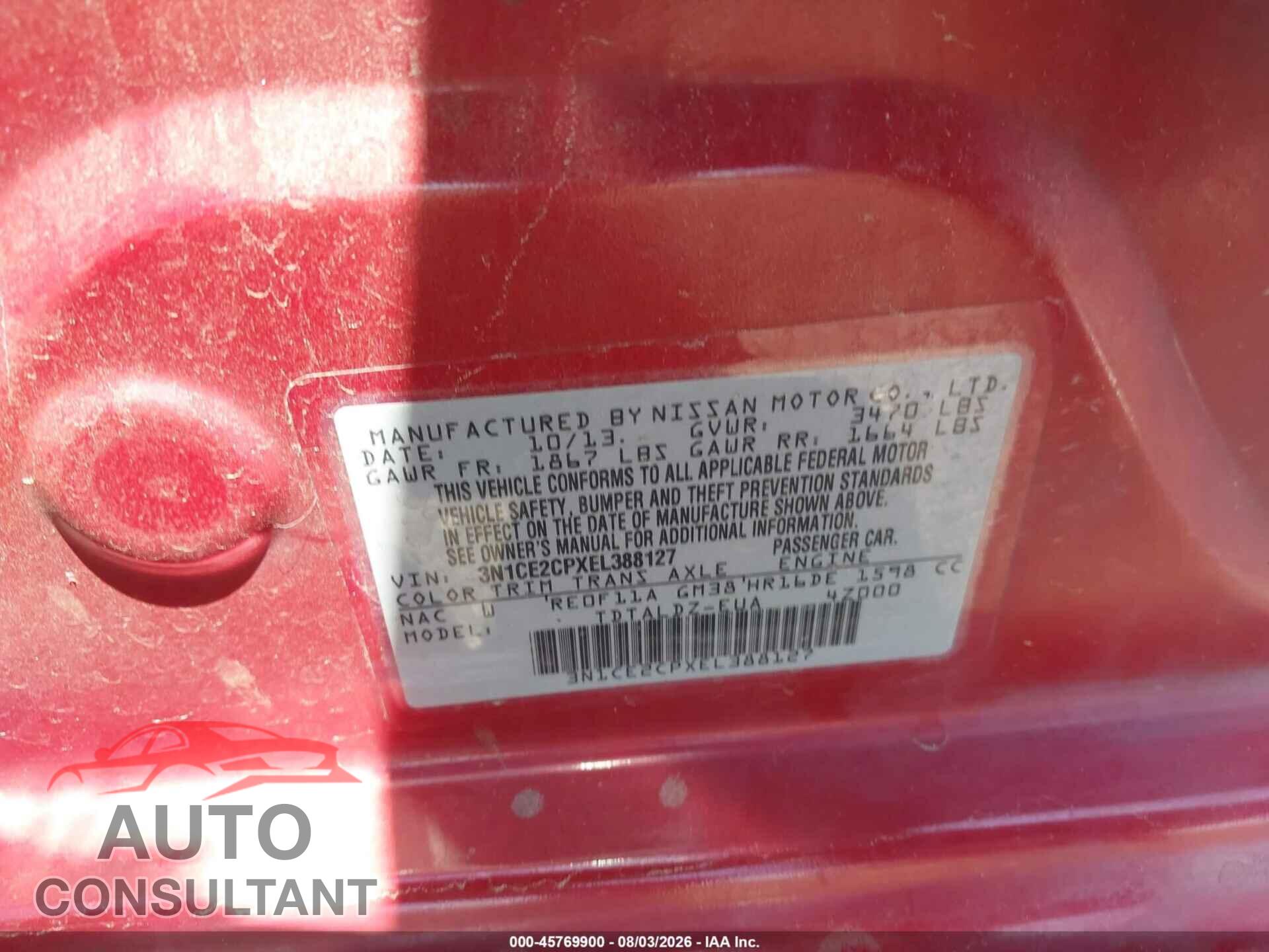 NISSAN VERSA NOTE 2014 - 3N1CE2CPXEL388127
