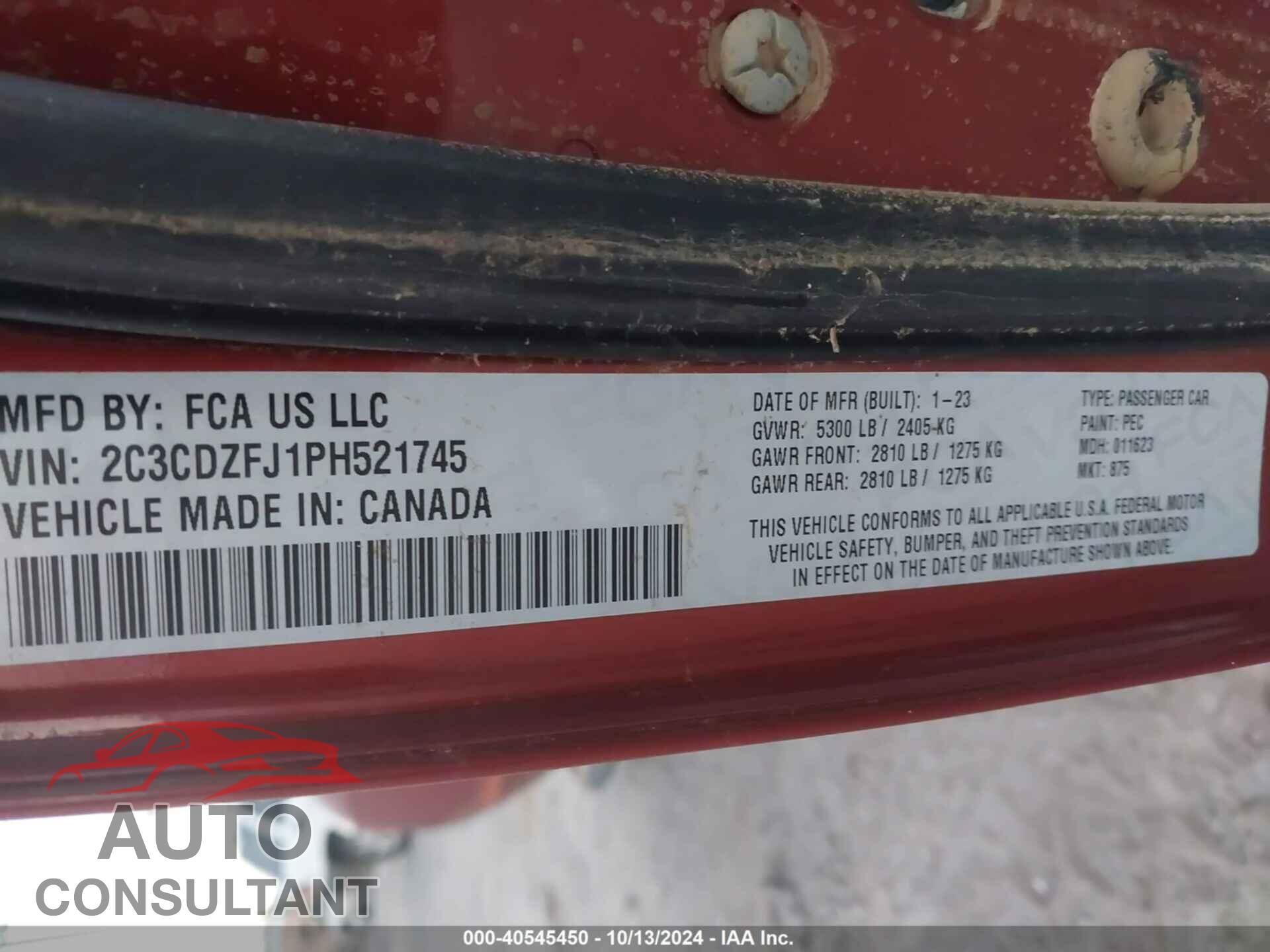 DODGE CHALLENGER 2023 - 2C3CDZFJ1PH521745