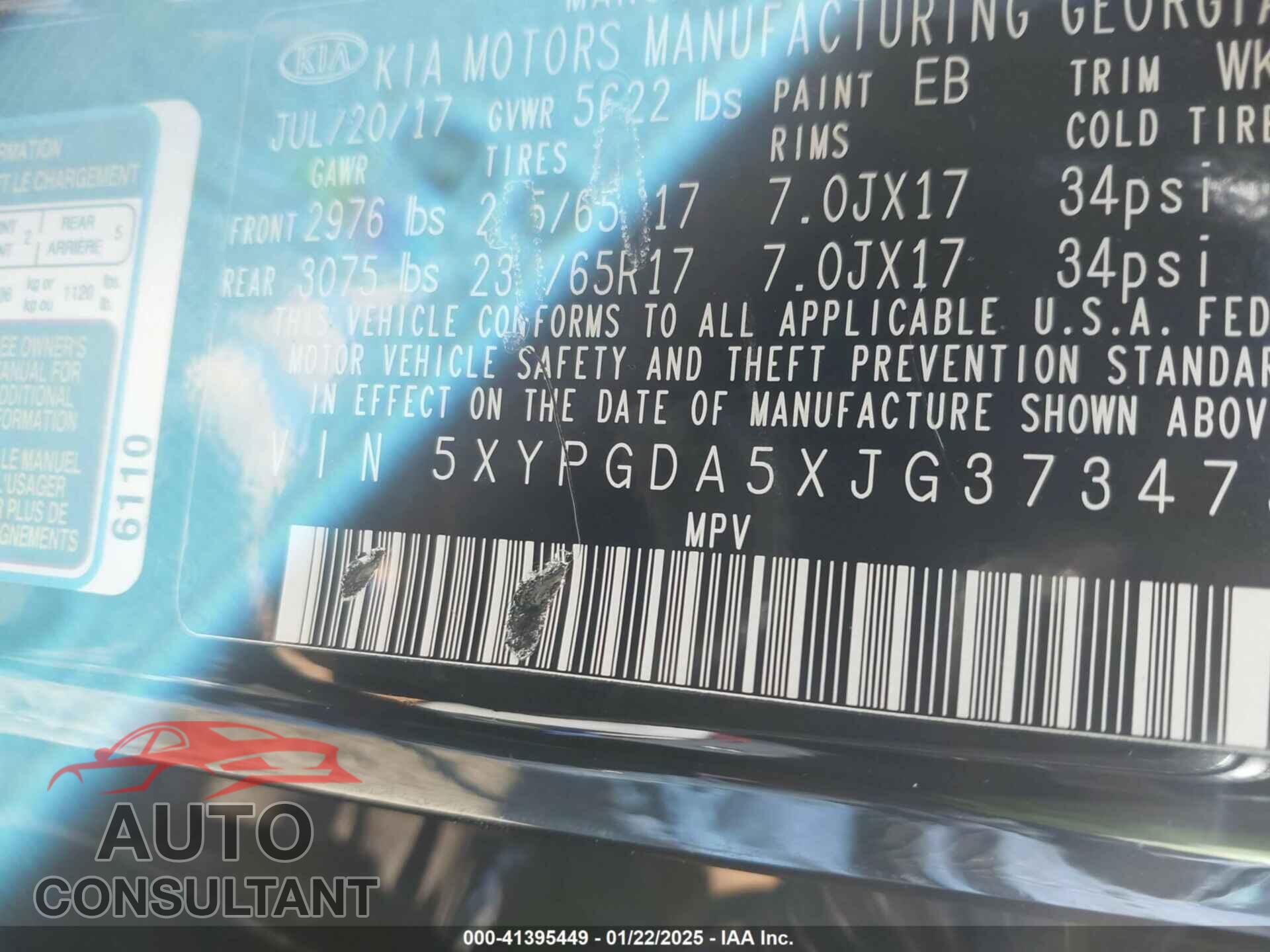 KIA SORENTO 2018 - 5XYPGDA5XJG373473
