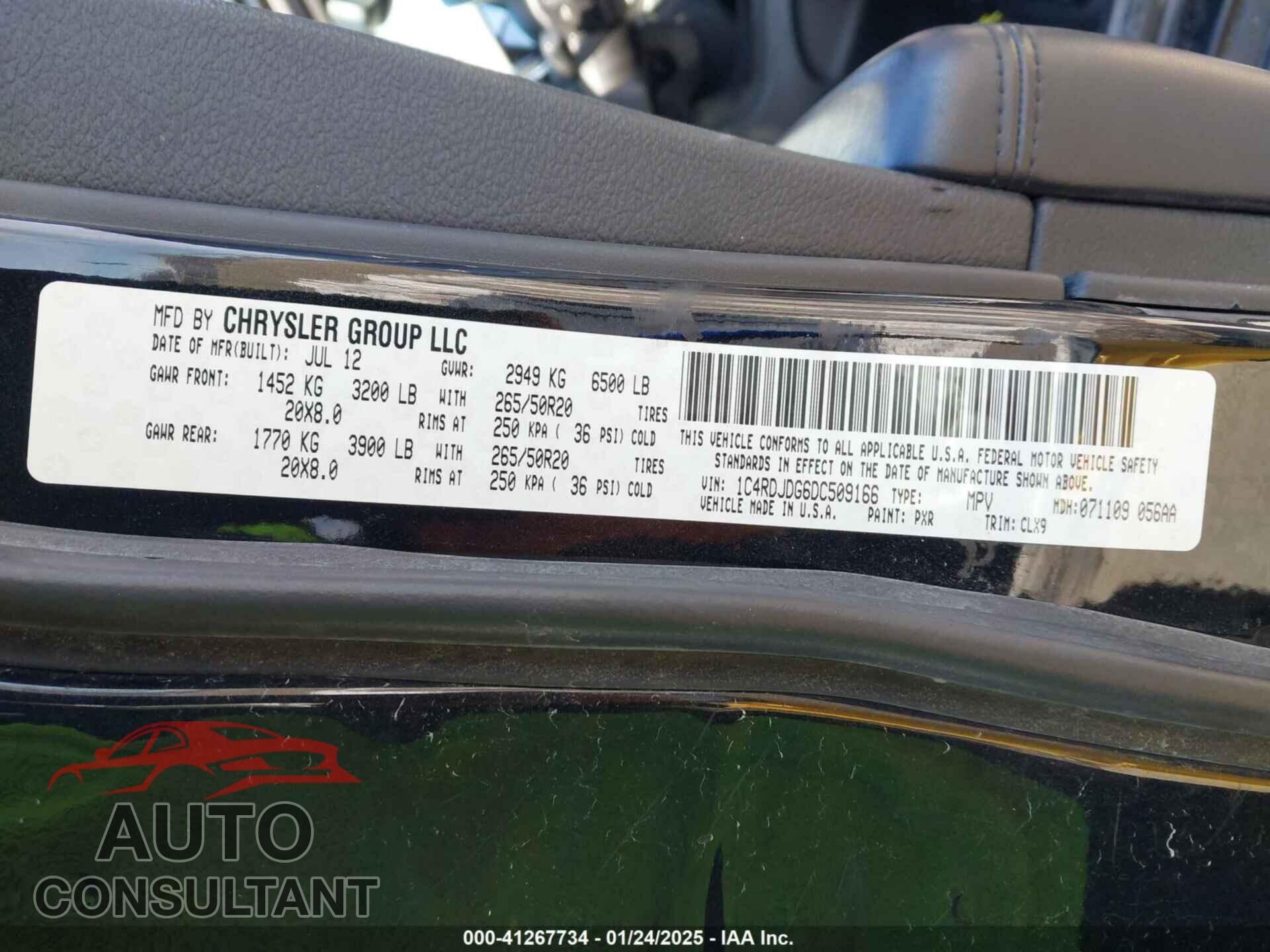 DODGE DURANGO 2013 - 1C4RDJDG6DC509166