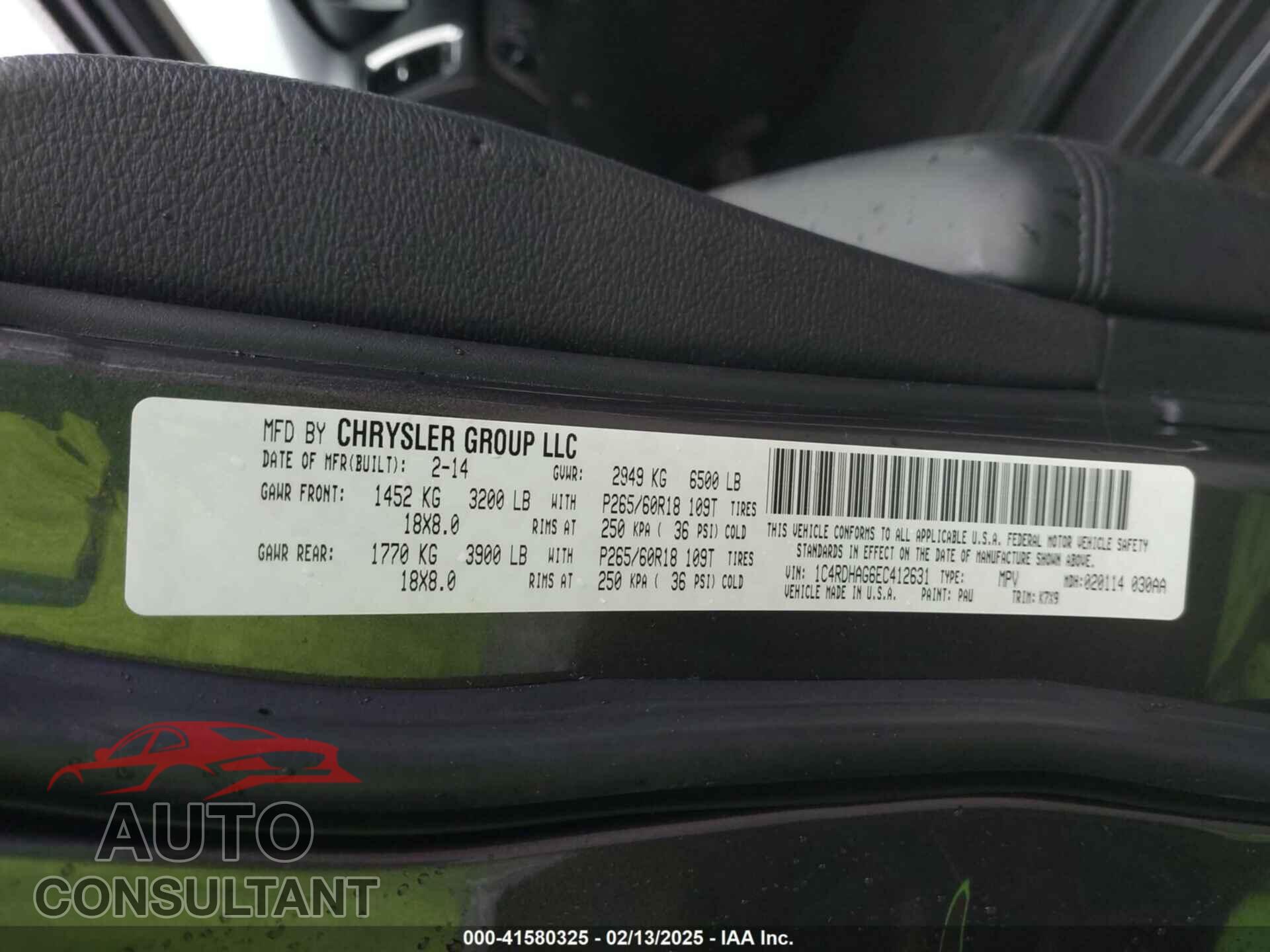DODGE DURANGO 2014 - 1C4RDHAG6EC412631