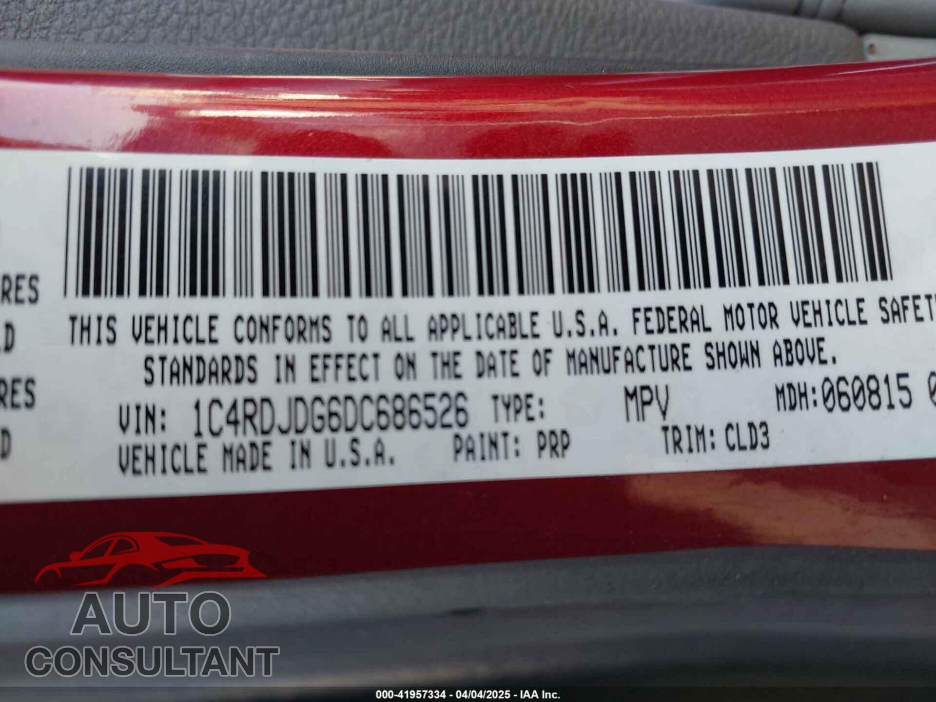 DODGE DURANGO 2013 - 1C4RDJDG6DC686526