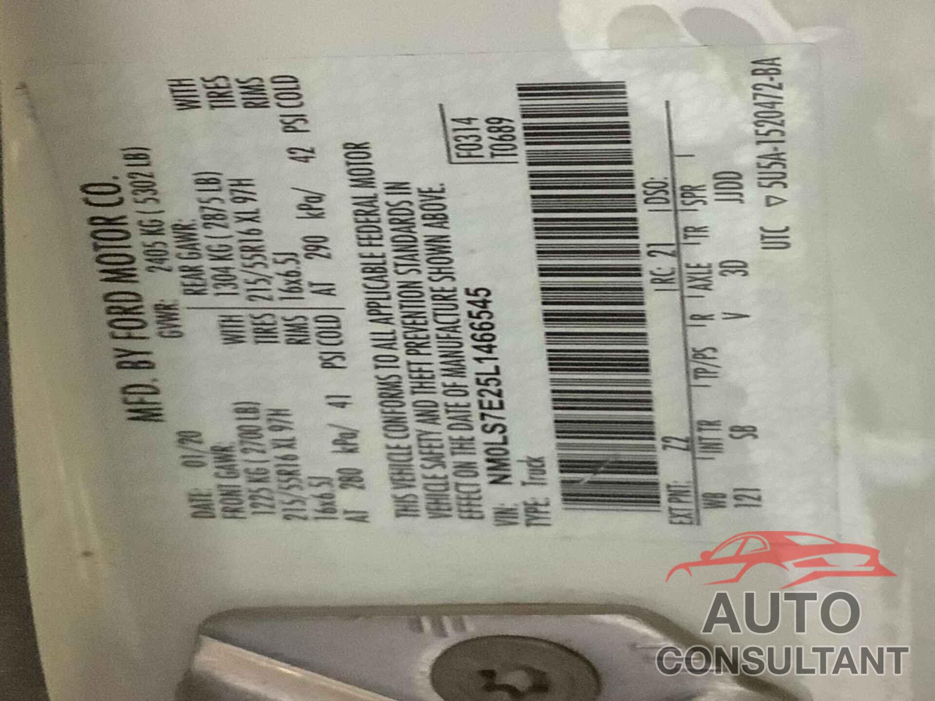 FORD TRANSIT CONNECT 2020 - NM0LS7E25L1466545