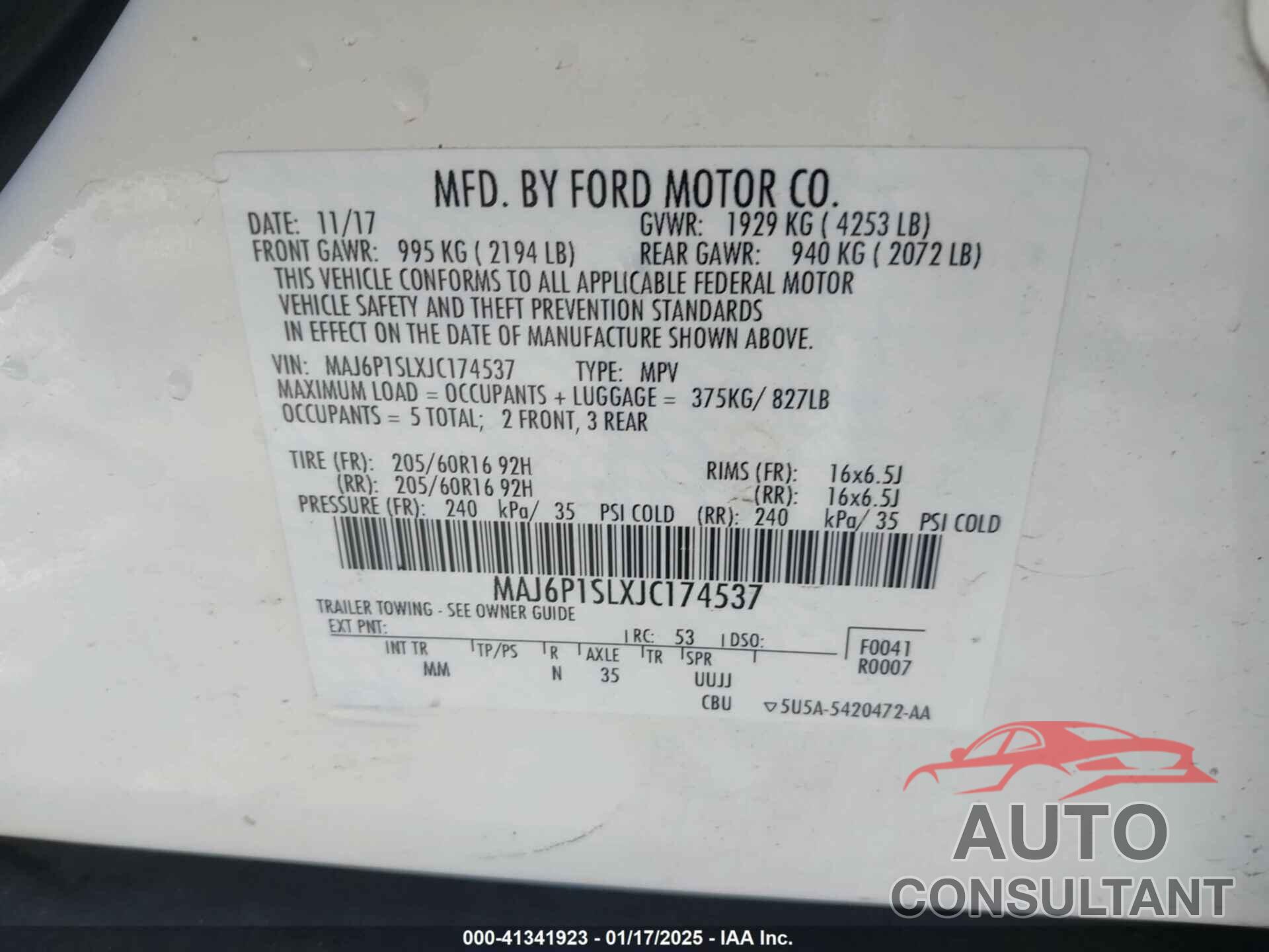 FORD ECOSPORT 2018 - MAJ6P1SLXJC174537