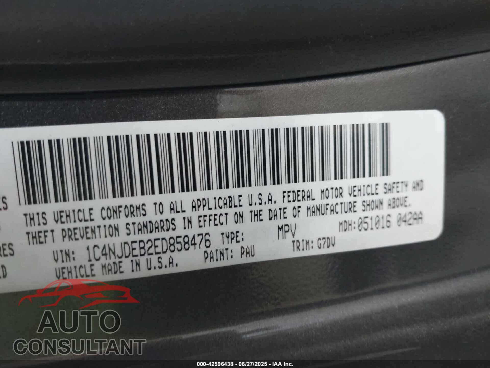 JEEP COMPASS 2014 - 1C4NJDEB2ED858476