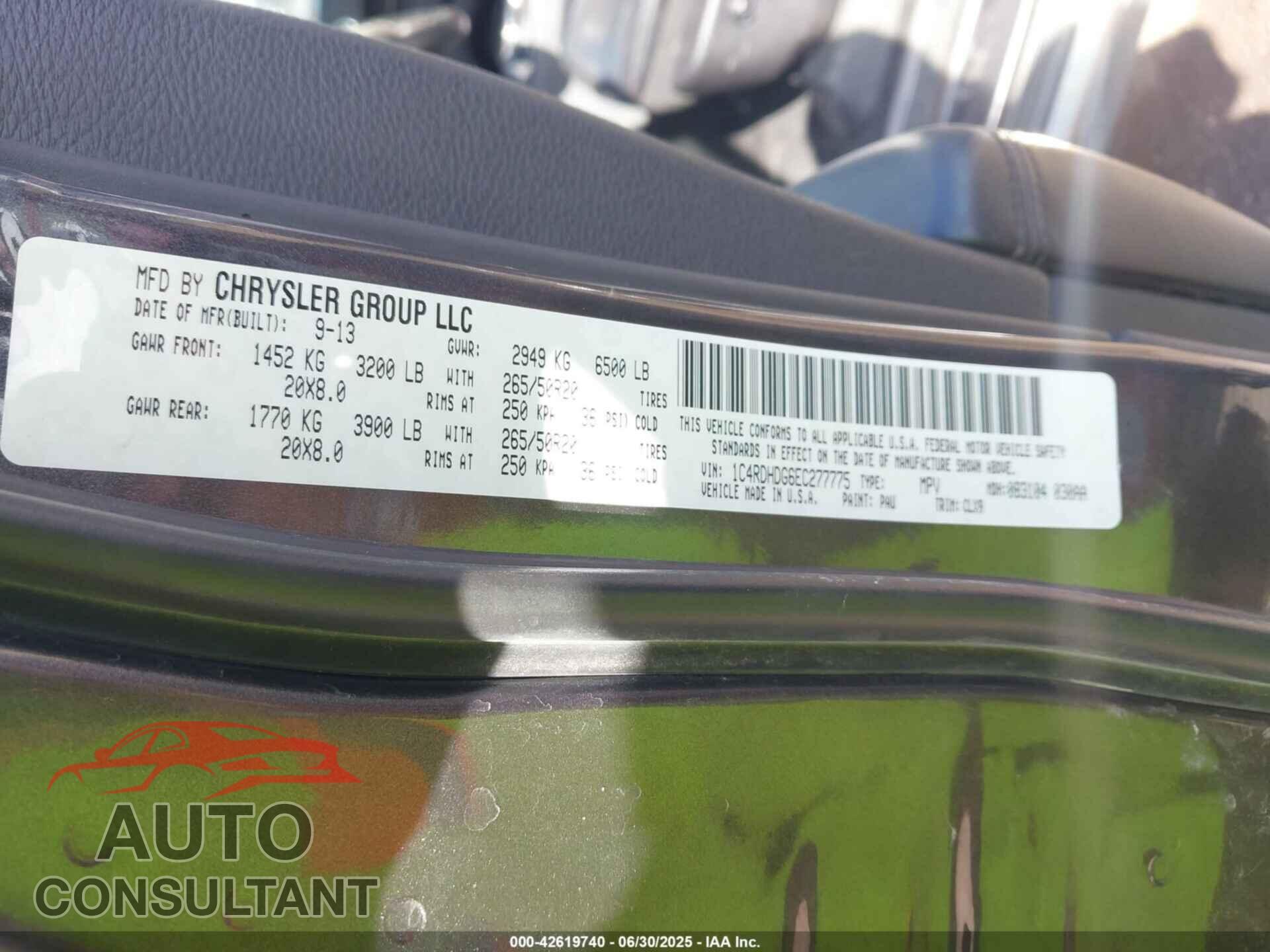 DODGE DURANGO 2014 - 1C4RDHDG6EC277775
