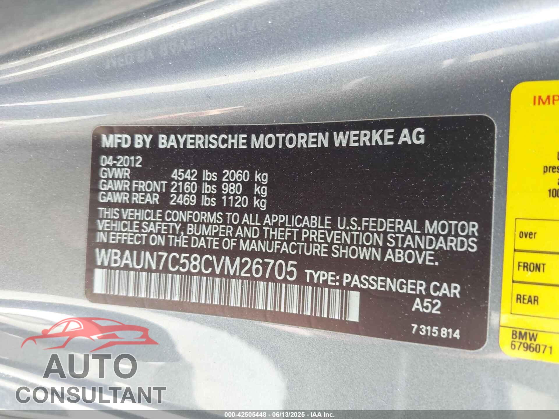 BMW 135I 2012 - WBAUN7C58CVM26705