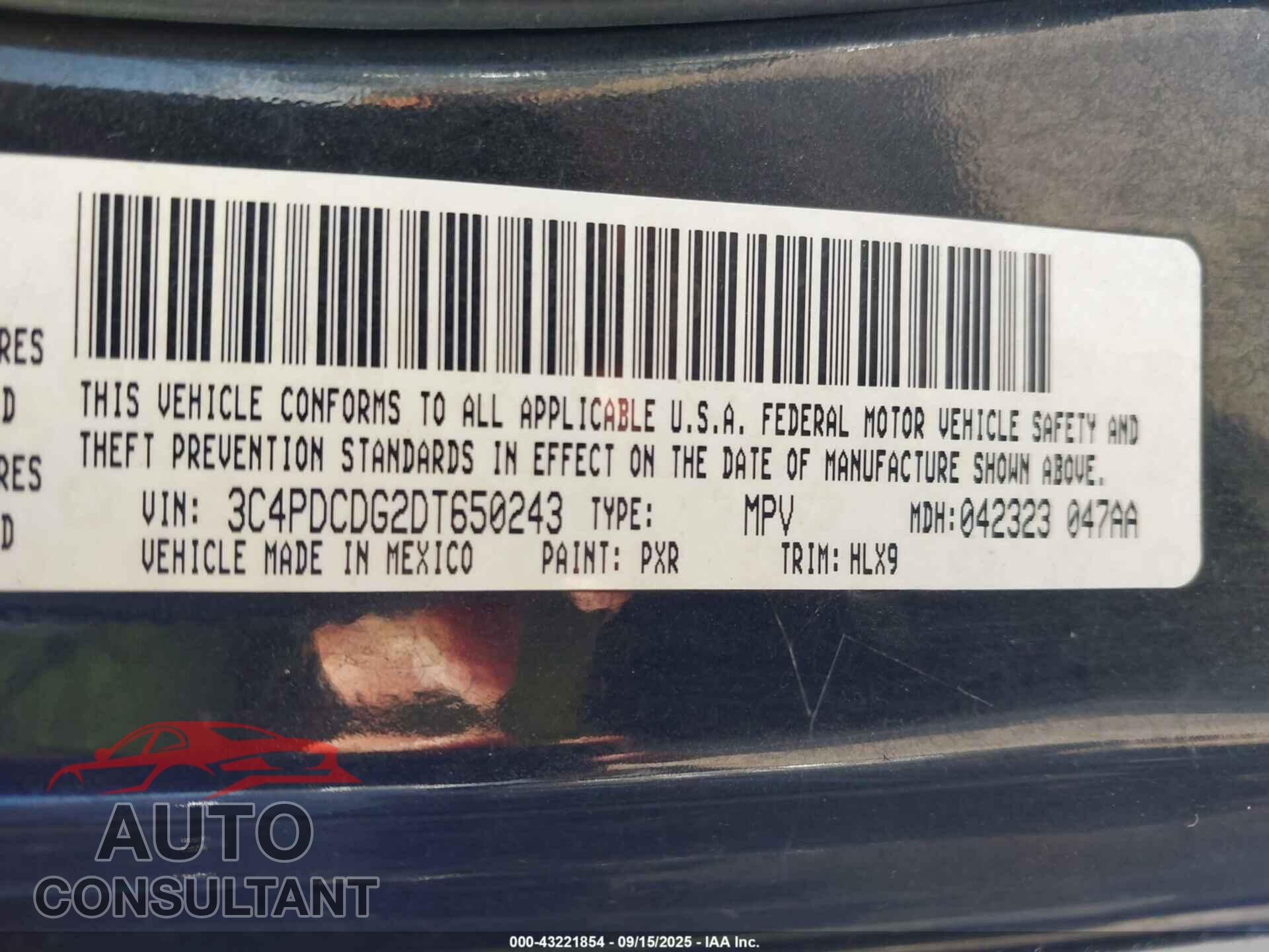 DODGE JOURNEY 2013 - 3C4PDCDG2DT650243