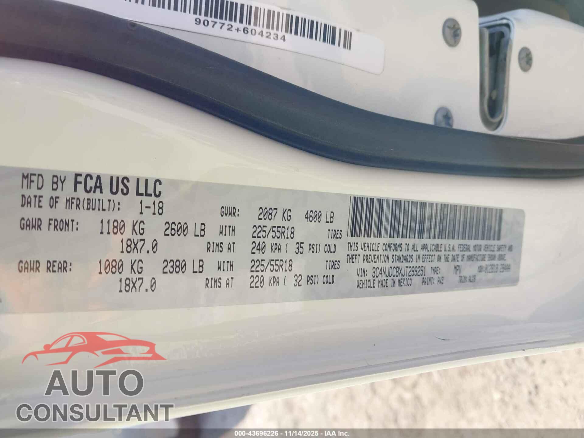 JEEP COMPASS 2018 - 3C4NJDCBXJT299251