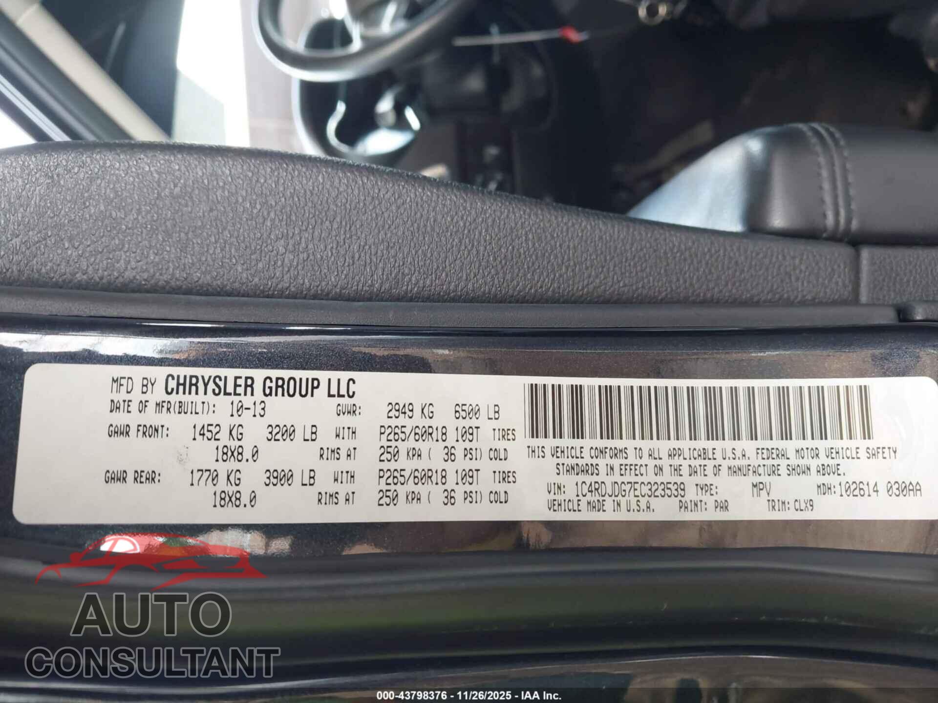 DODGE DURANGO 2014 - 1C4RDJDG7EC323539