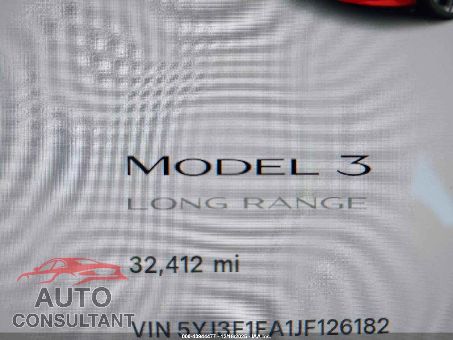 TESLA MODEL 3 2018 - 5YJ3E1EA1JF126182