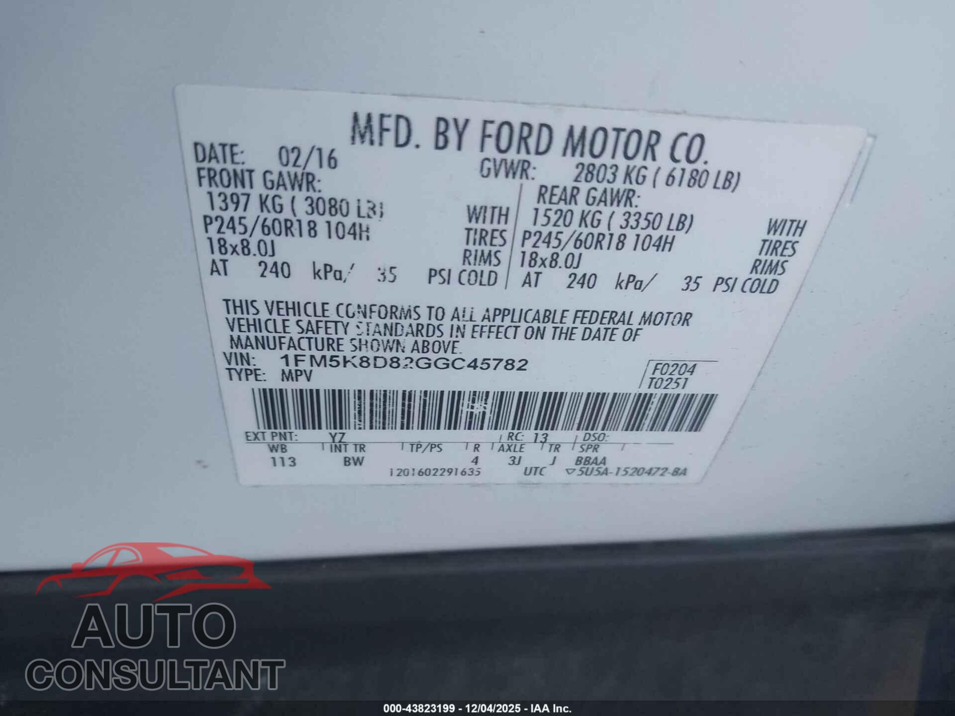 FORD EXPLORER 2016 - 1FM5K8D82GGC45782