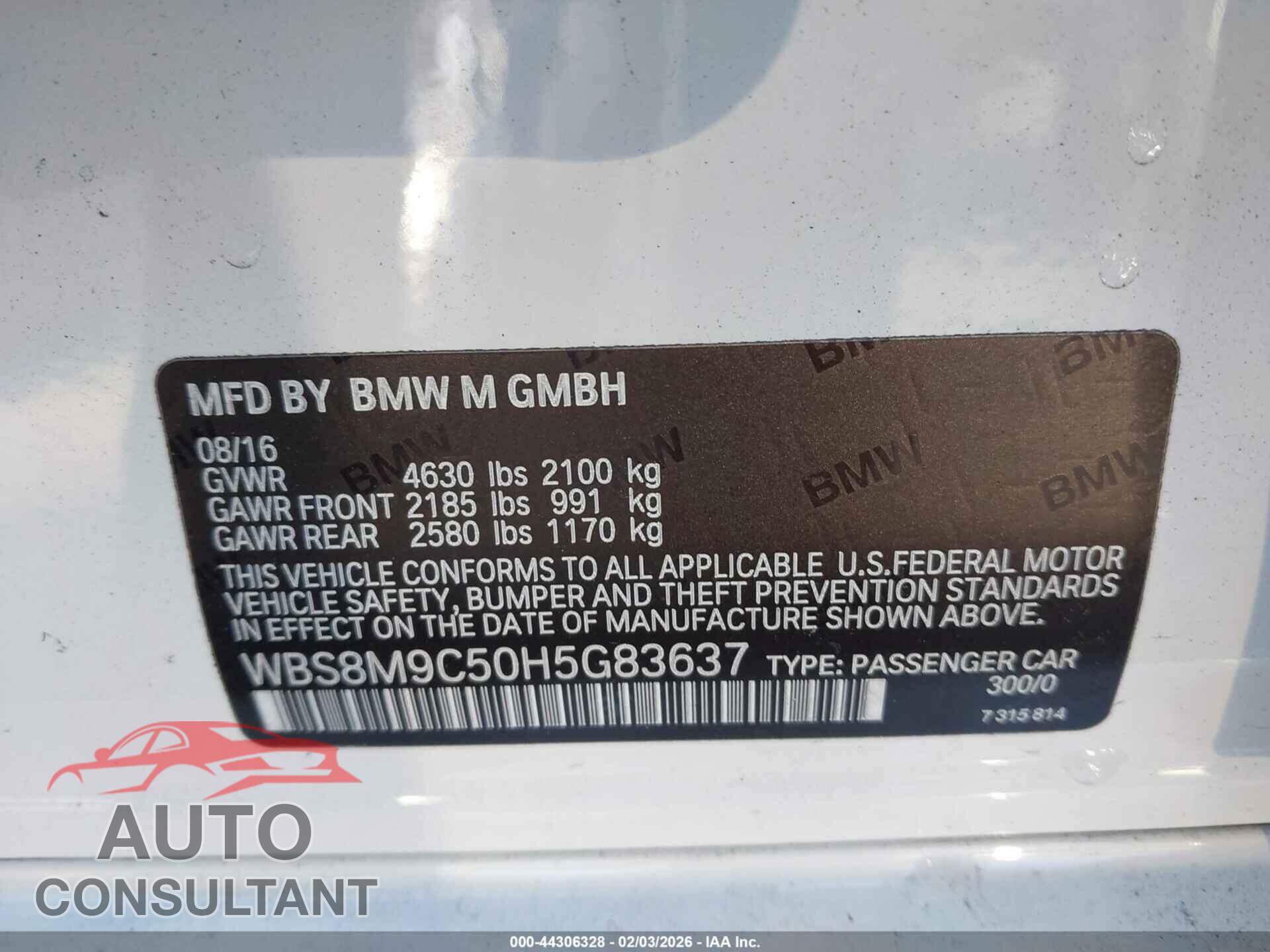BMW M3 2017 - WBS8M9C50H5G83637
