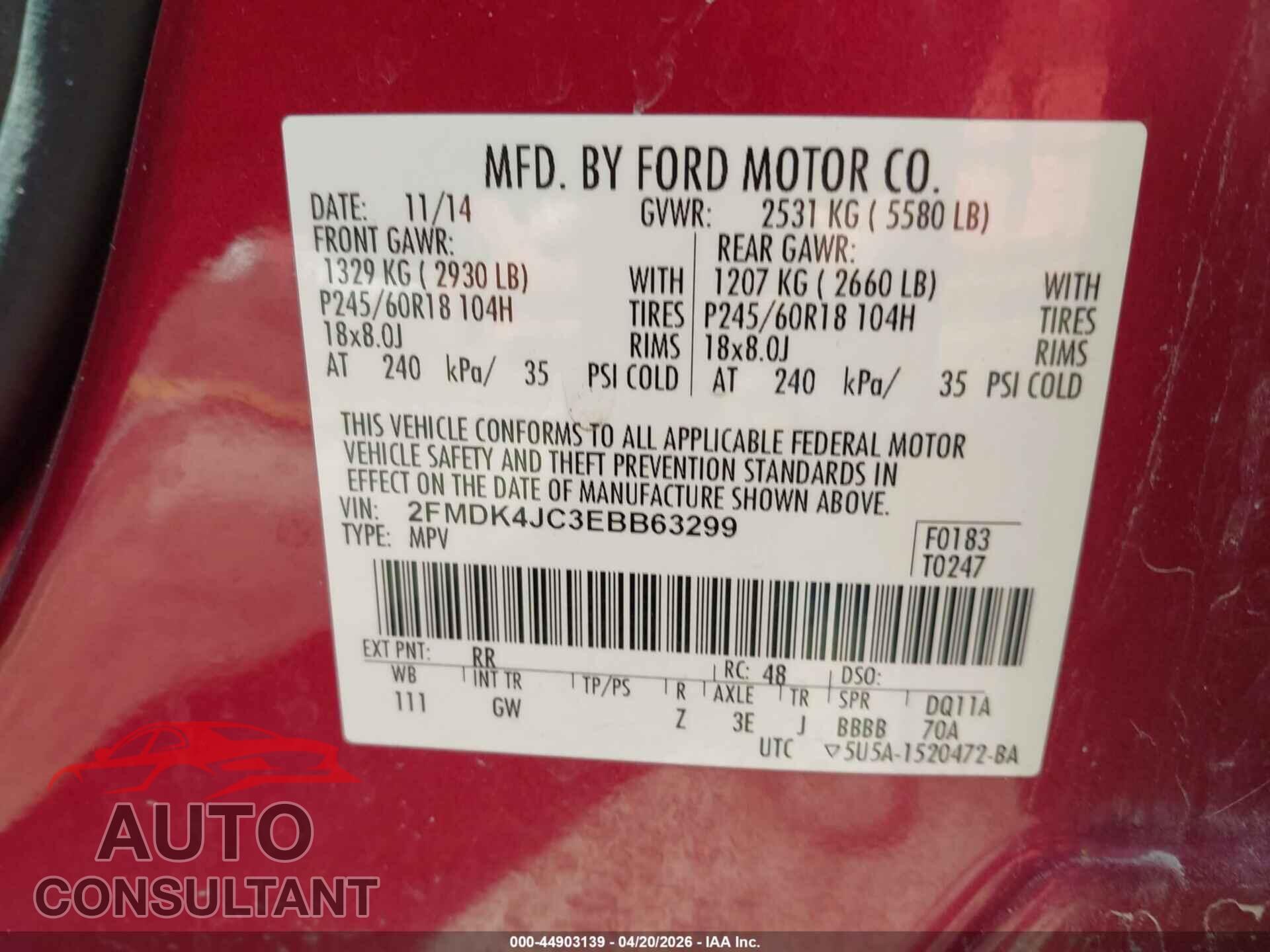 FORD EDGE 2014 - 2FMDK4JC3EBB63299