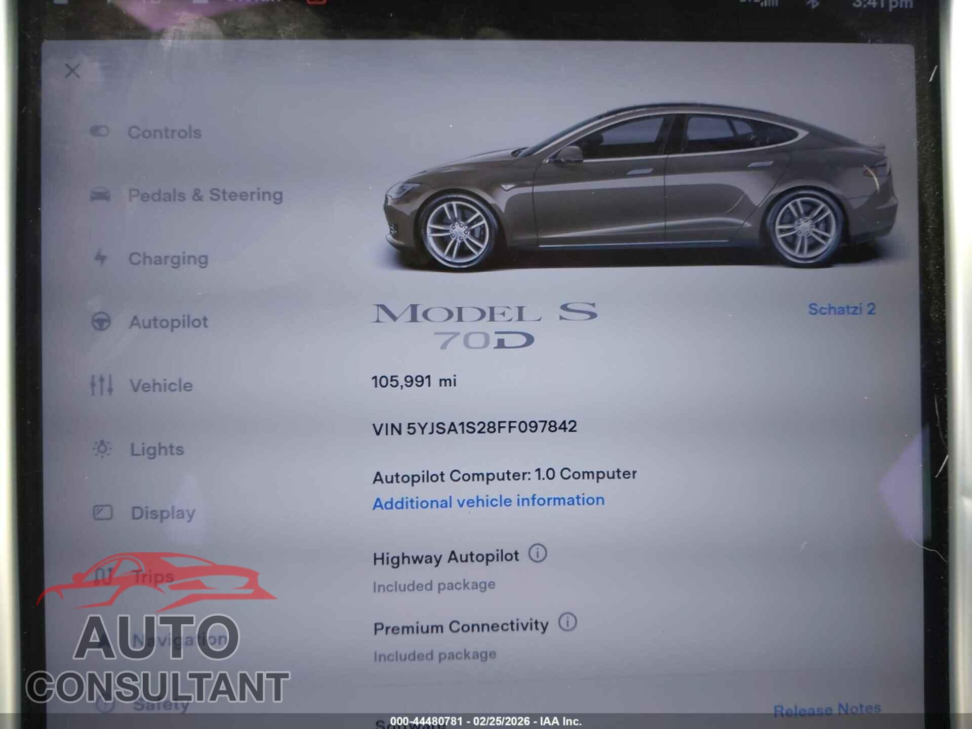 TESLA MODEL S 2015 - 5YJSA1S28FF097842