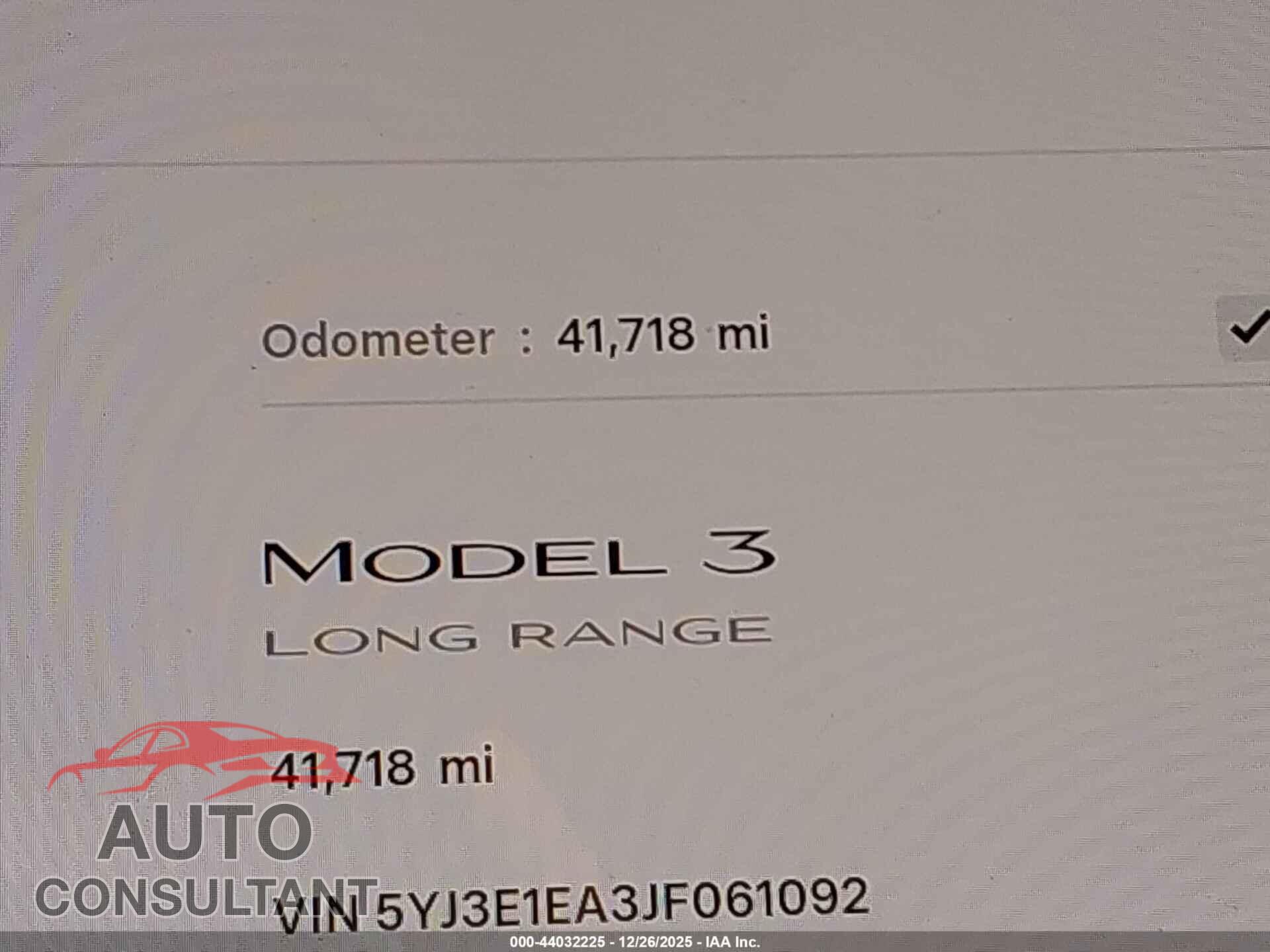 TESLA MODEL 3 2018 - 5YJ3E1EA3JF061092